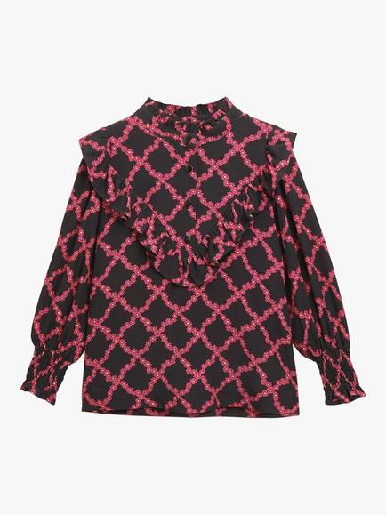 Whistles Kids' Riley Daisy Trellis Print Top, Pink/Multi, Pink/Multi