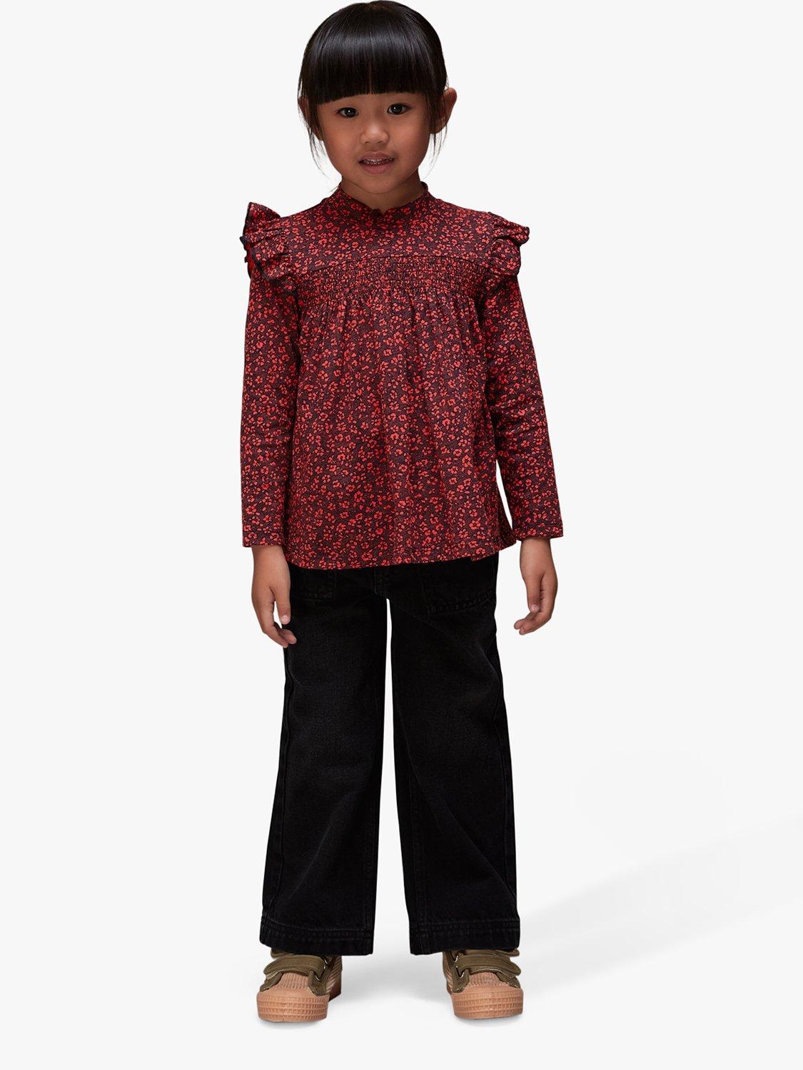 Product image 2 of 5, which shows Whistles Kids' Eddie Pansy Dot Top, Red/Multi, 6-7 years