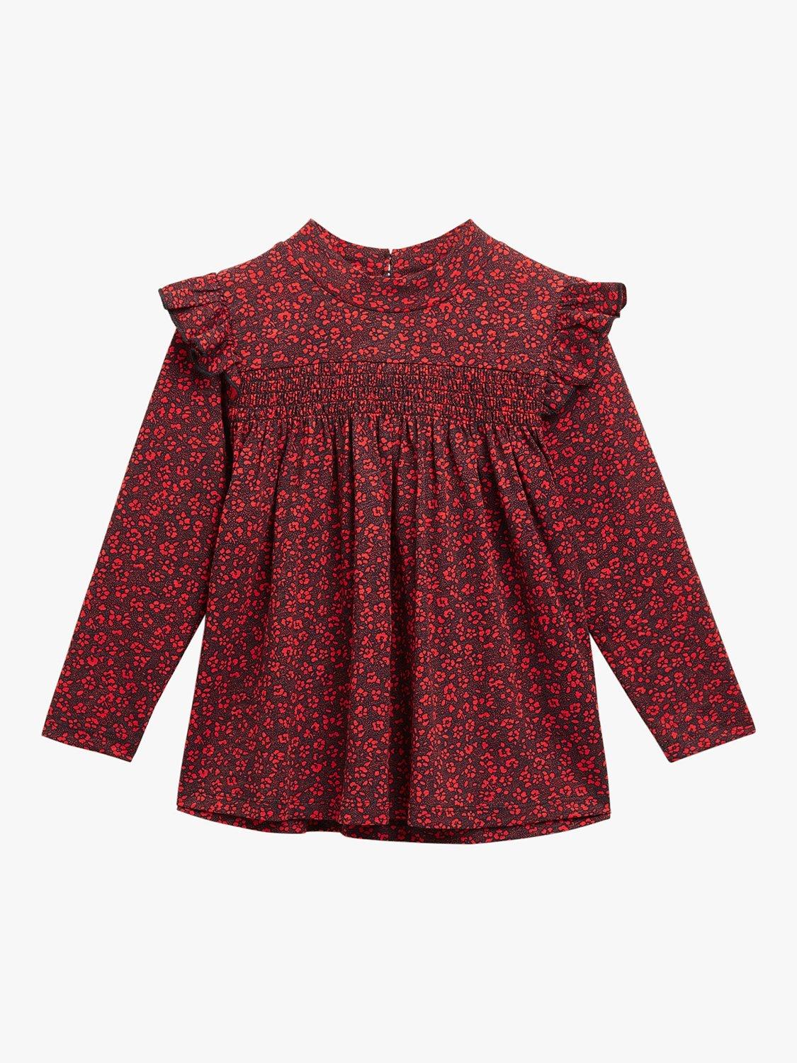 Product image 3 of 5, which shows Whistles Kids' Eddie Pansy Dot Top, Red/Multi, 6-7 years