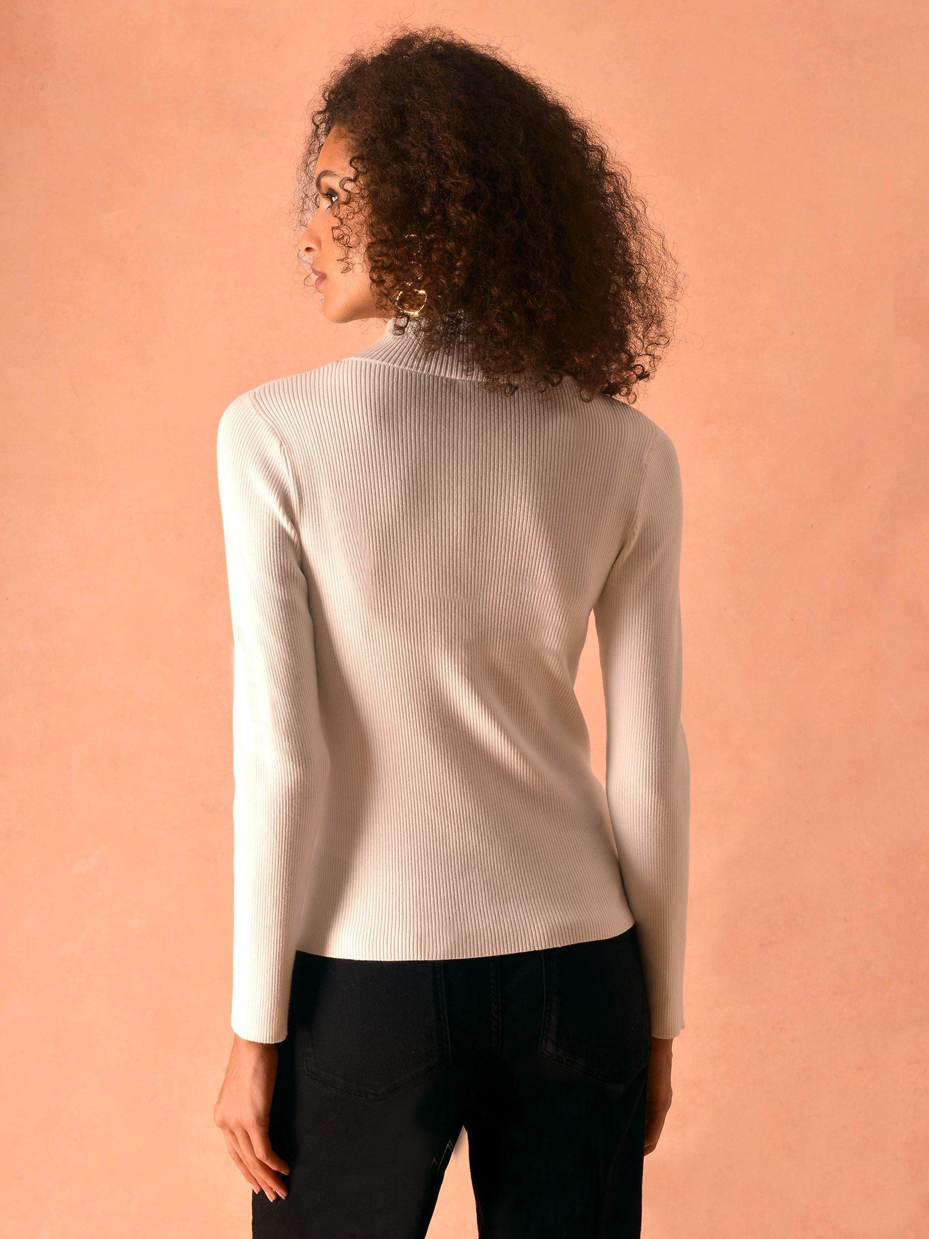 Ro&Zo Ribbed High Neck Top, White