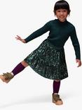 Whistles Kids' Sequin Skirt, Dark Green