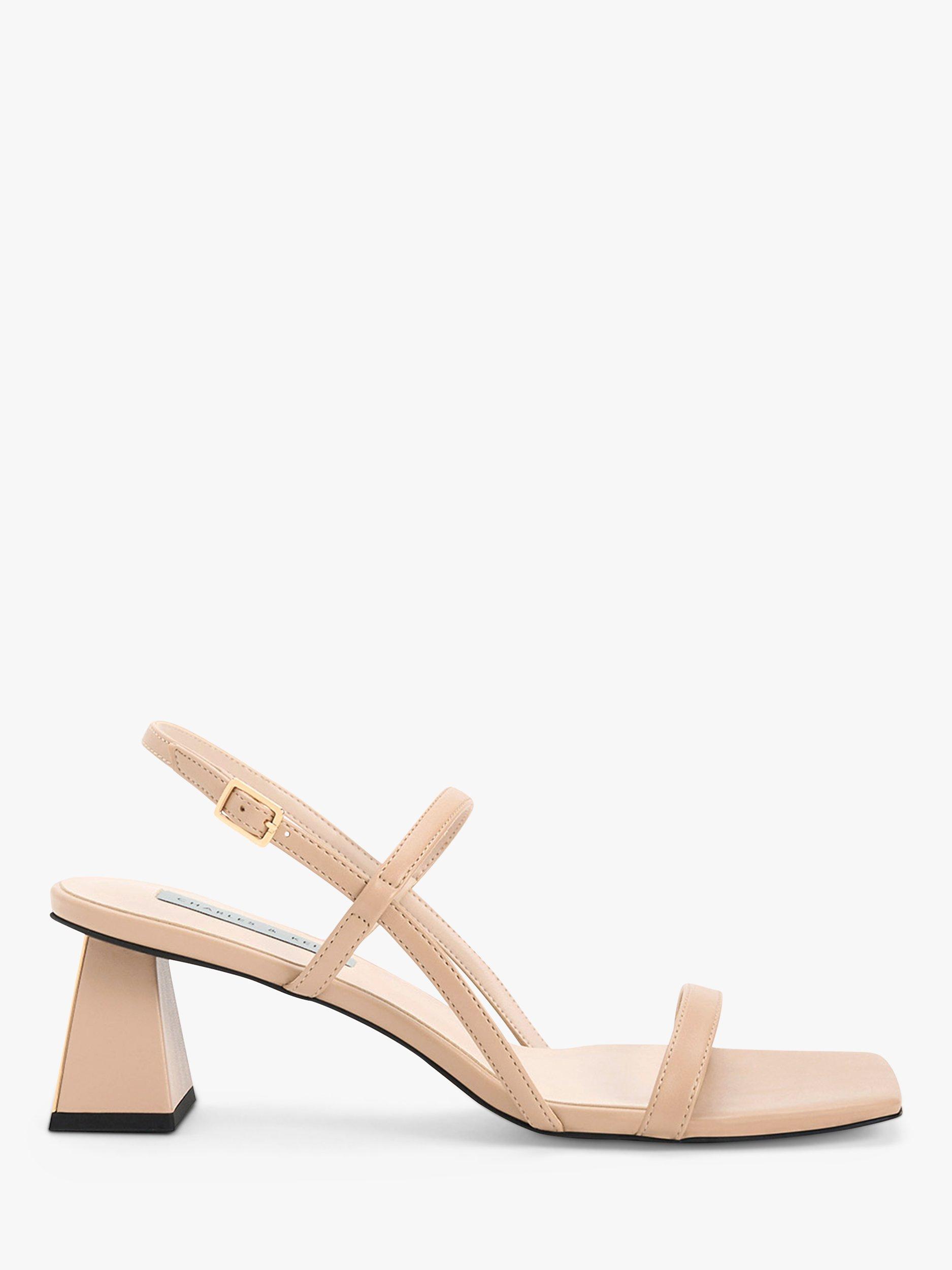 CHARLES & KEITH Faux Leather Square Toe Sandals, Nude