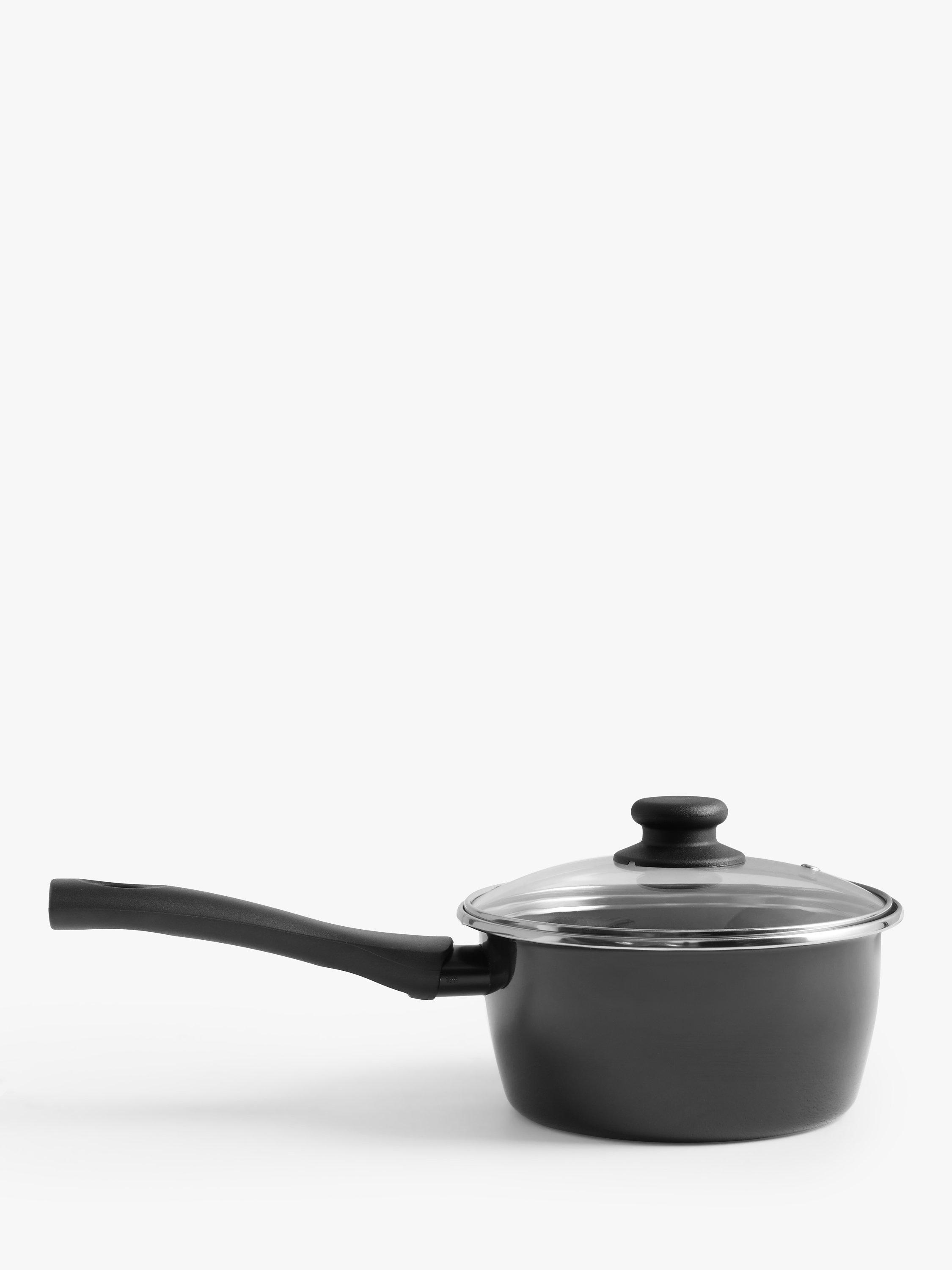 John Lewis Enamel Steel Non-Stick Saucepan & Glass Lid