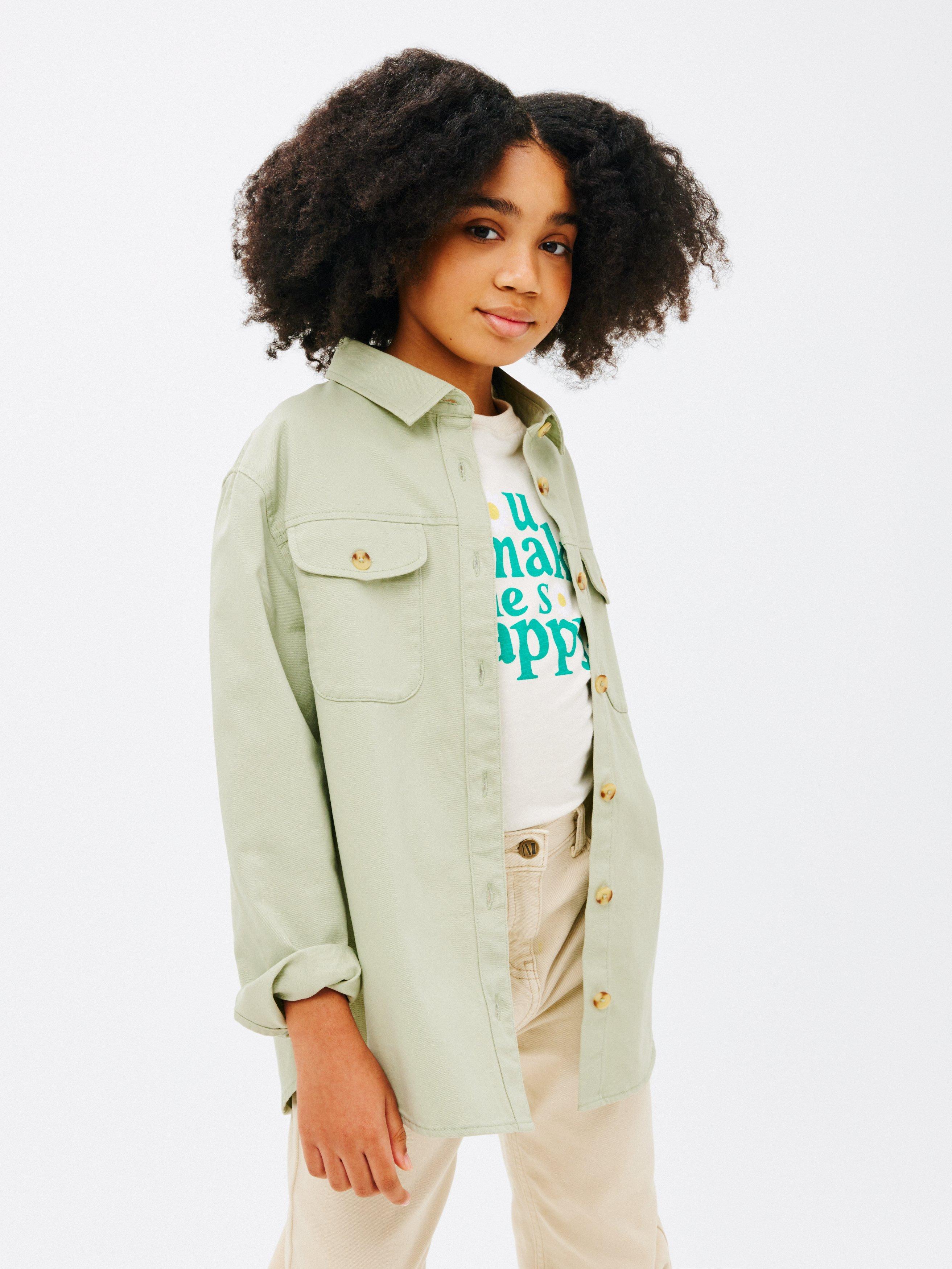 John Lewis Kids' Twill Overshirt, Desert Sage
