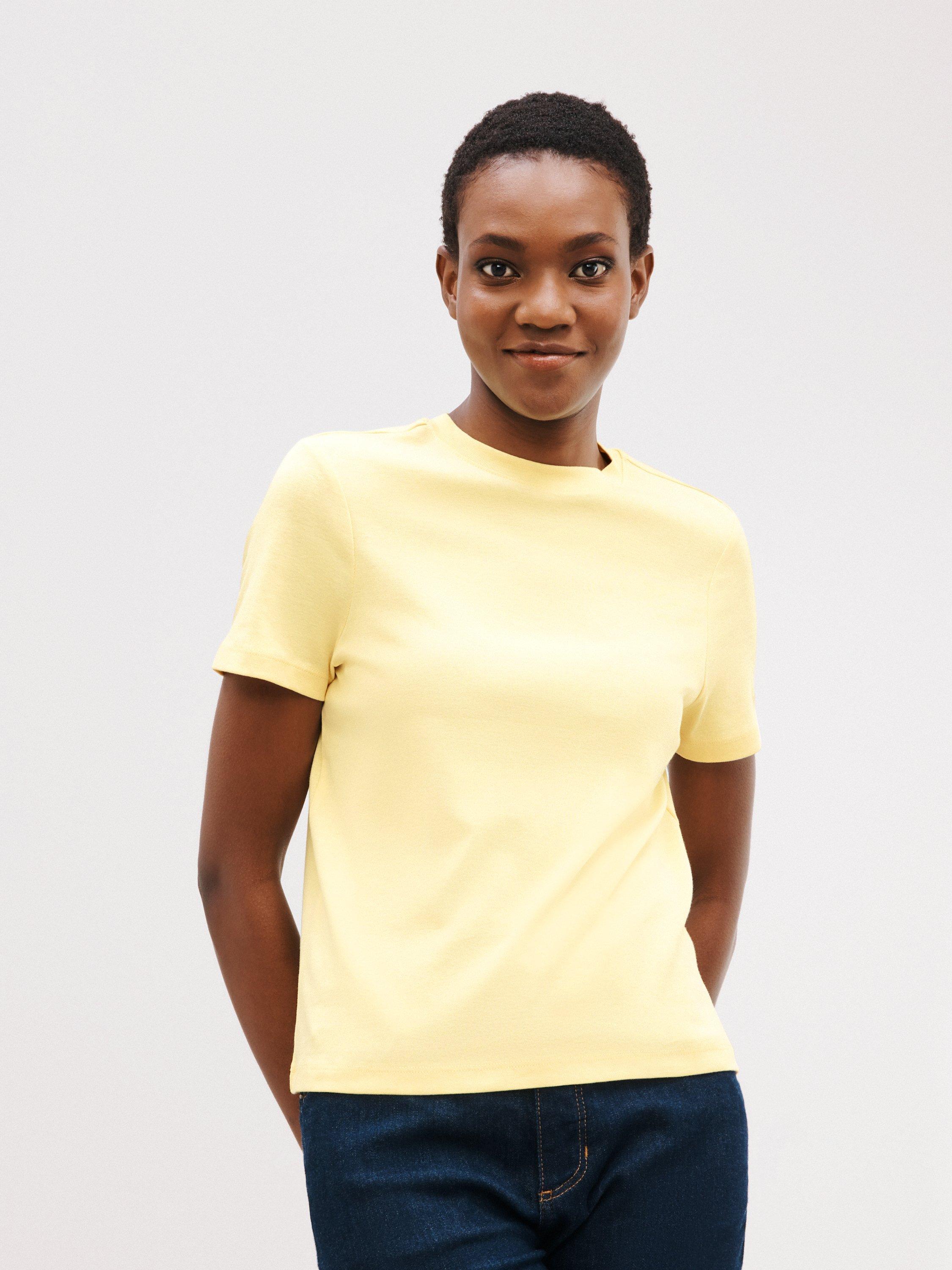 John Lewis Organic Cotton Short Sleeve Crew Neck T-Shirt, Light Yellow