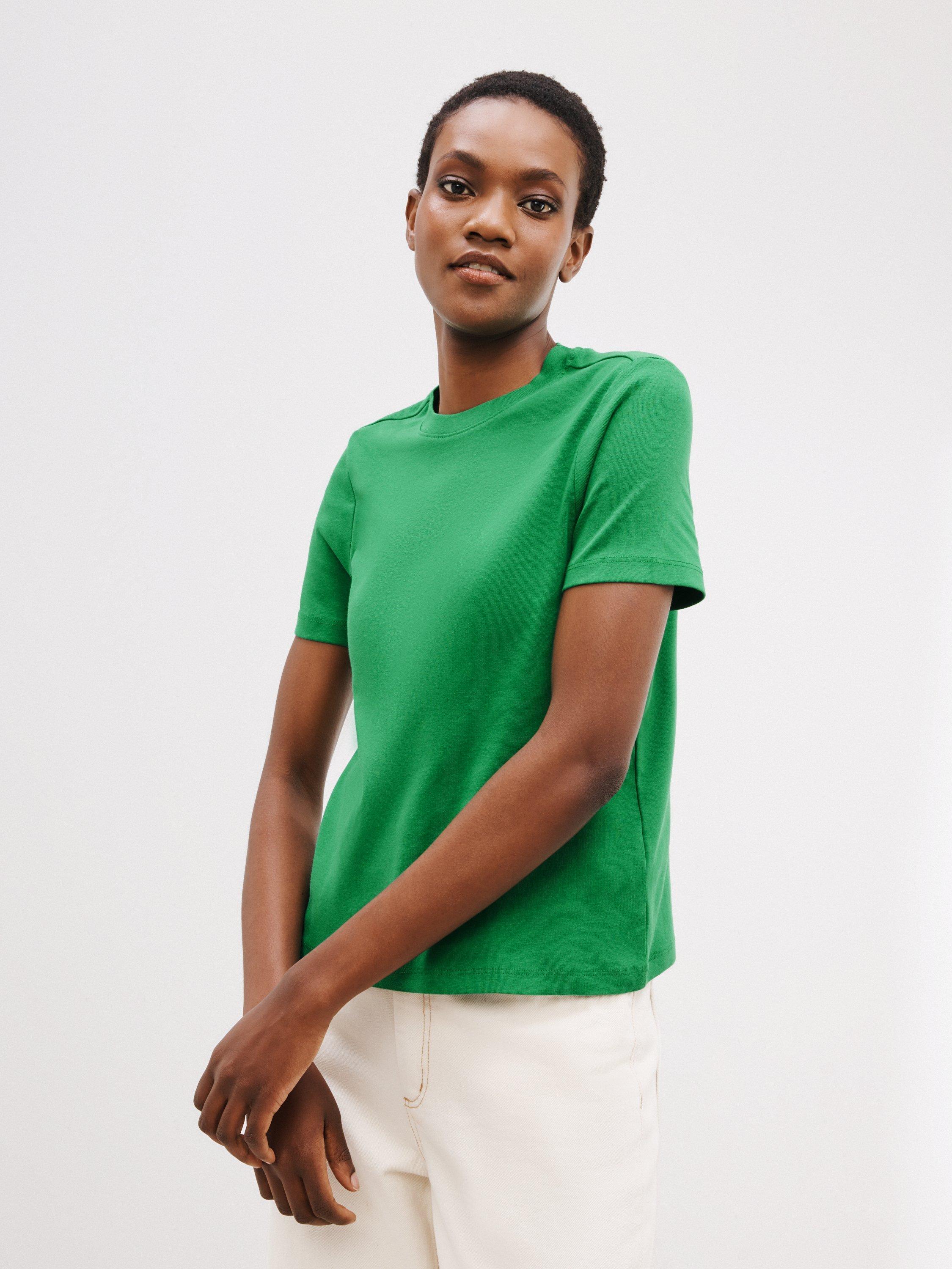 John Lewis Organic Cotton Short Sleeve Crew Neck T-Shirt, Green