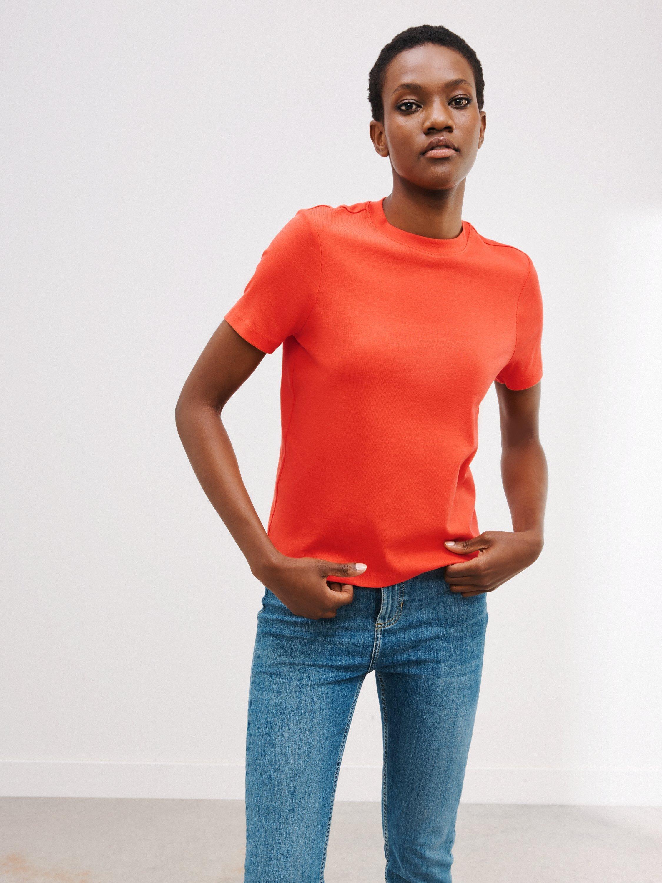 John Lewis Organic Cotton Short Sleeve Crew Neck T-Shirt, Orange
