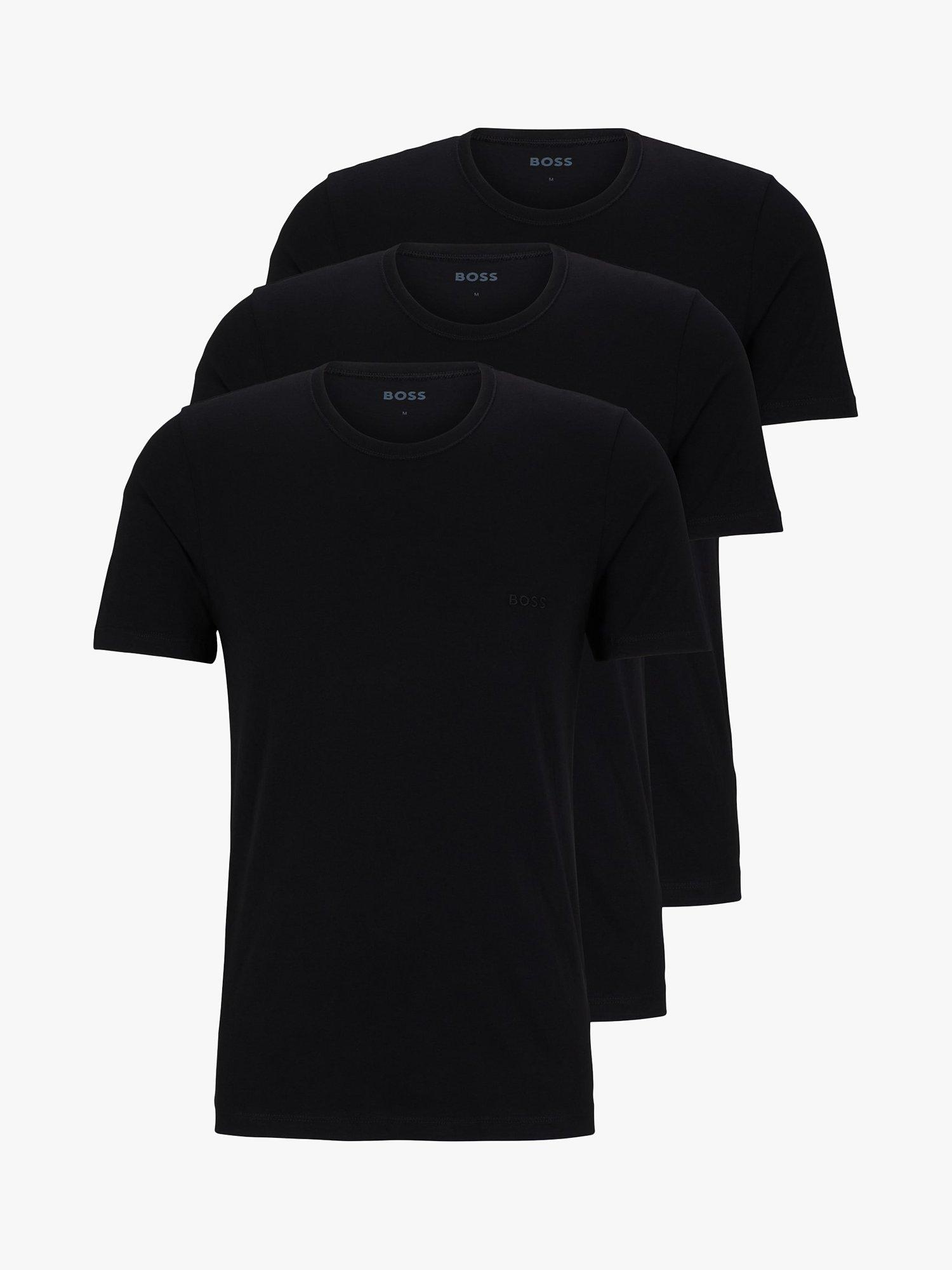 HUGO BOSS Embroidered Logo Cotton T Shirt Pack of 3 Black S