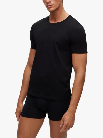 HUGO BOSS Embroidered Logo Cotton T-Shirt, Pack of 3 - view 2, Black