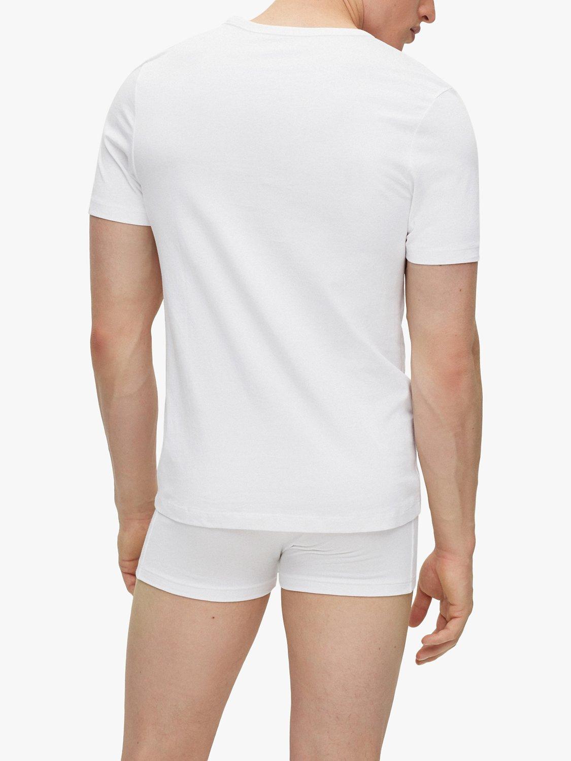 Product image 3 of 4, which shows HUGO BOSS Embroidered Logo Cotton V-neck T-shirt, Pack of 3, White, S