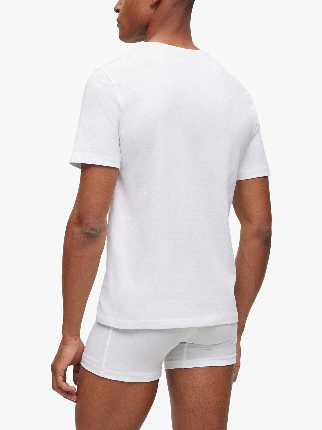 Product image 5 of 5, which shows HUGO BOSS Embroidered Logo Cotton V-neck T-shirt, Pack of 3, White/Grey/Black, S