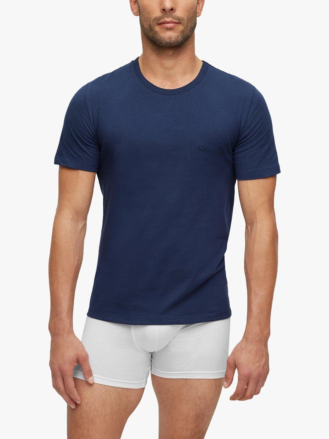 Product image 2 of 5, which shows HUGO BOSS Embroidered logo Cotton T-shirt, Pack of 3, Open Blue/Multi, S
