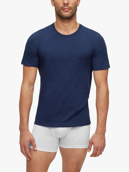 HUGO BOSS Embroidered logo Cotton T-shirt, Pack of 3, Open Blue/Mult - view 2, Open Blue/Multi