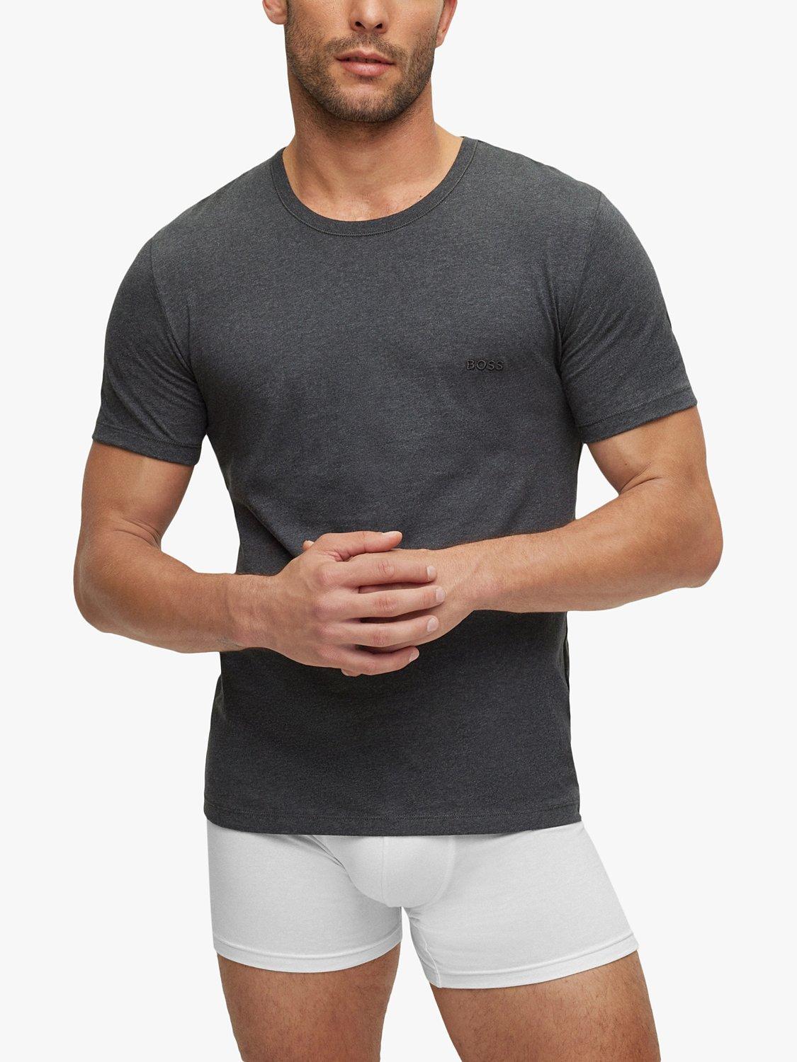 Product image 3 of 5, which shows HUGO BOSS Embroidered logo Cotton T-shirt, Pack of 3, Open Blue/Multi, S
