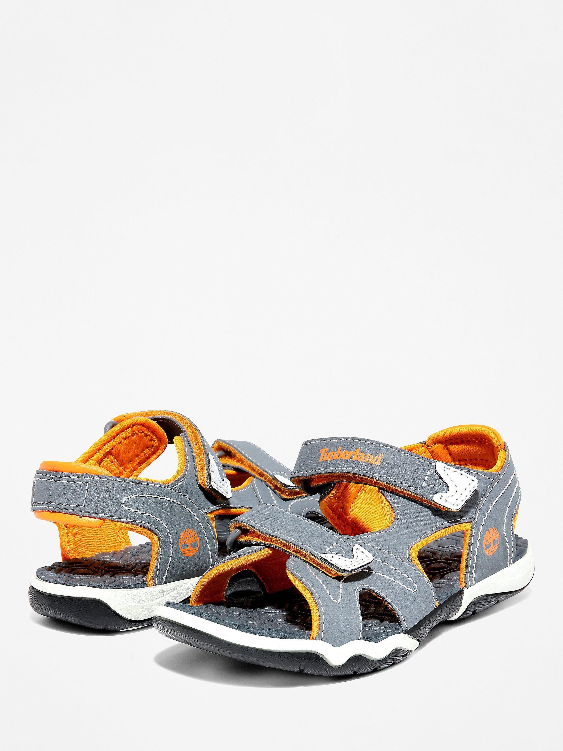 Timberland Children's Adventure Seeker Riptape Sandals, Mid Grey/Orange, 25
