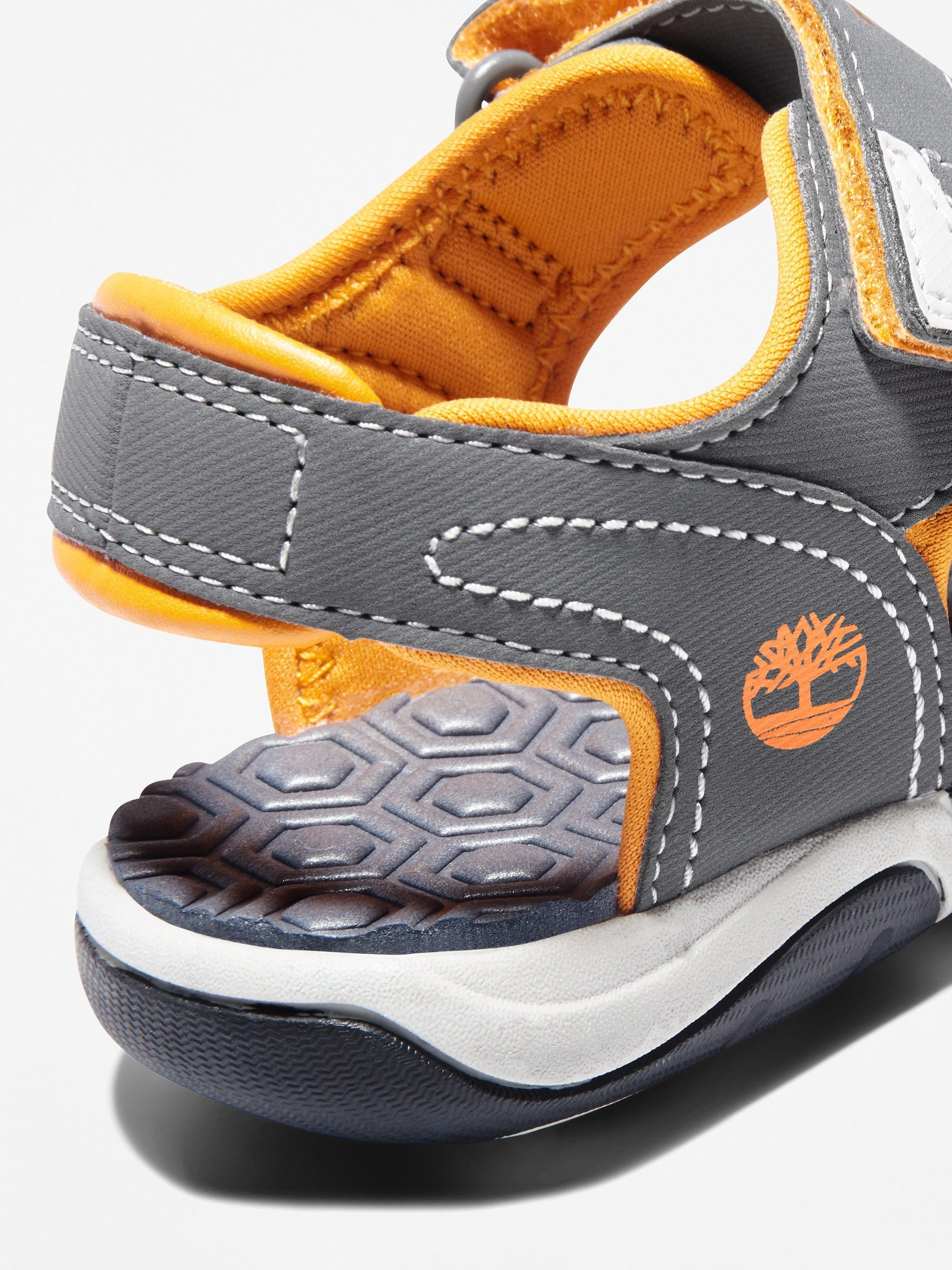 Timberland Children's Adventure Seeker Riptape Sandals, Mid Grey/Orange, 25