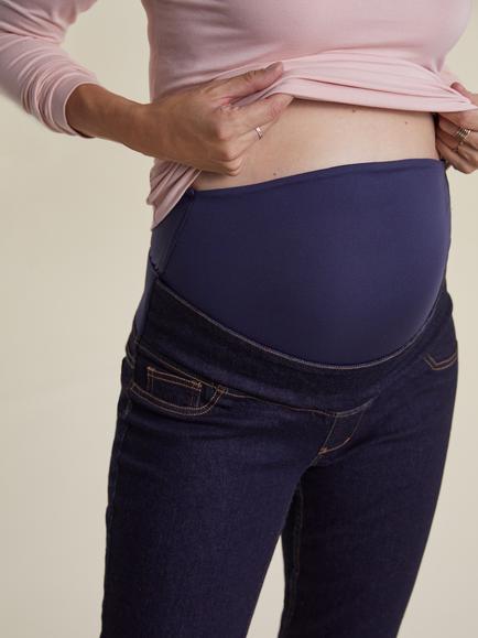 Isabella Oliver Overbump Organic Maternity Boyfriend Jeans, Dark Blue - view 2, Dark Blue