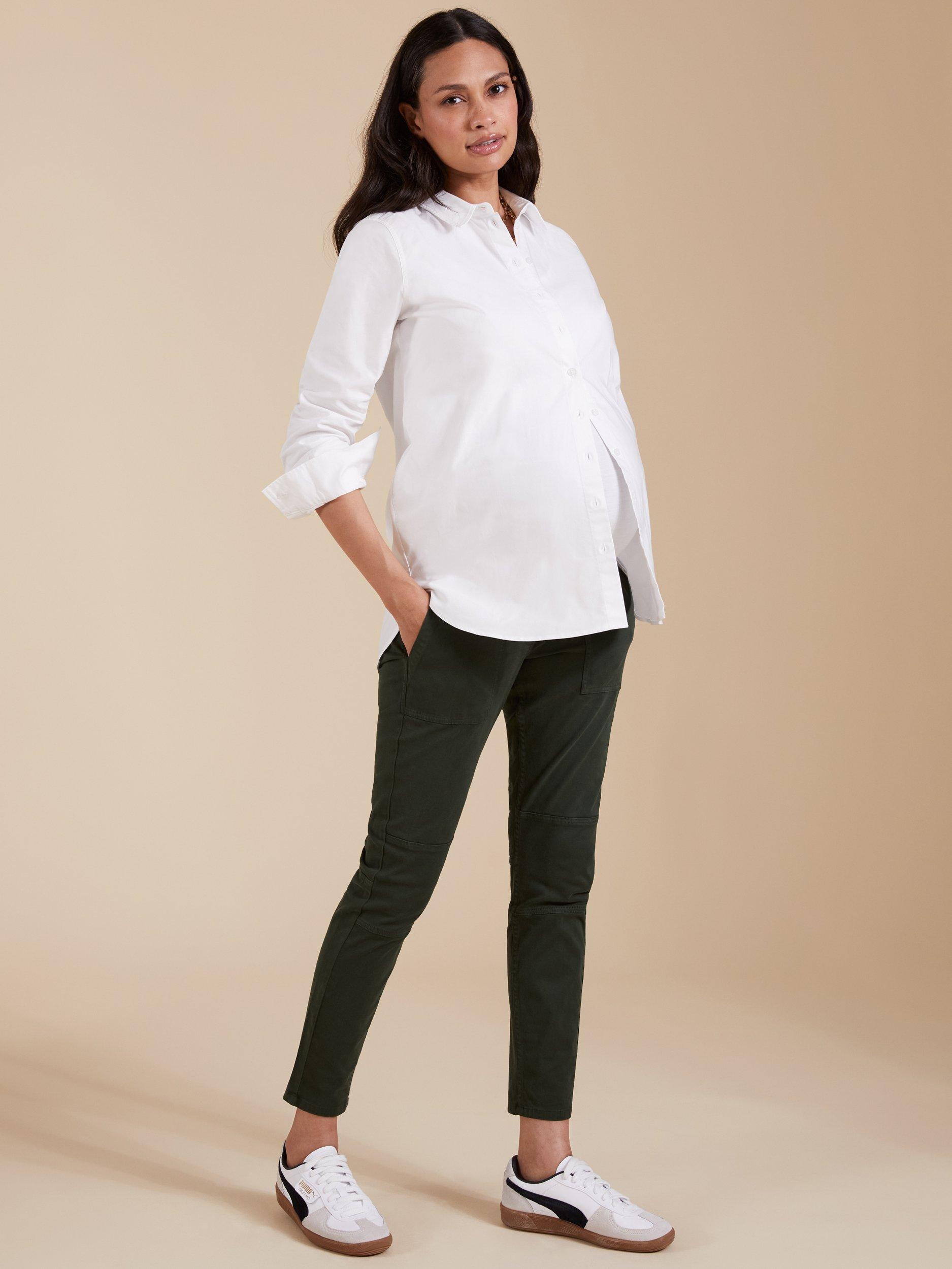 Product image 2 of 5, which shows Isabella Oliver Essentials Organic Cotton Maternity Shirt, White, 8