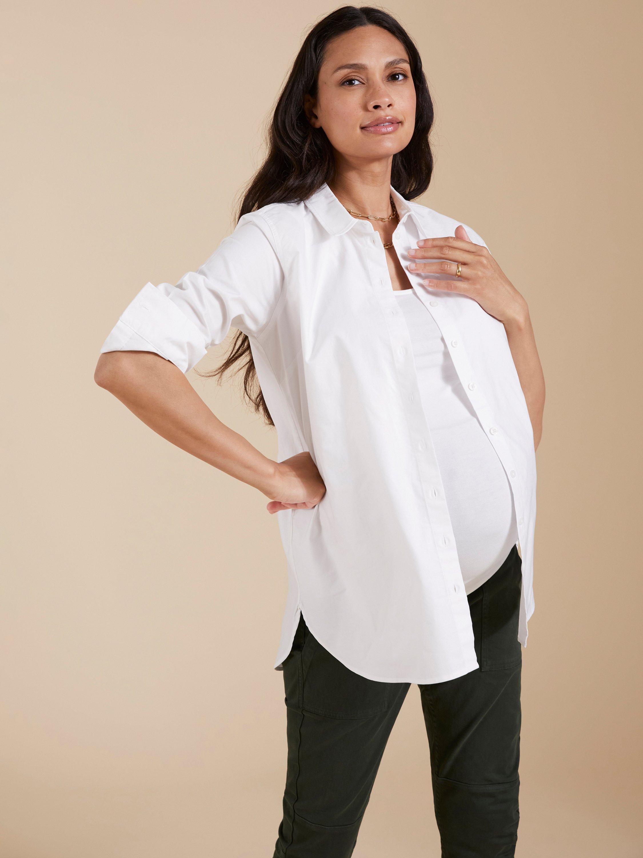 Product image 3 of 5, which shows Isabella Oliver Essentials Organic Cotton Maternity Shirt, White, 8