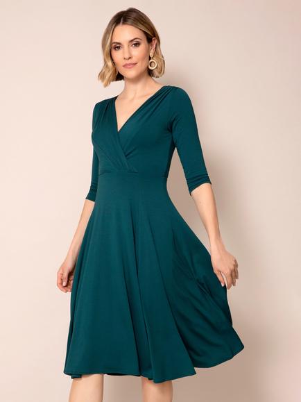 Alie Street Annie Wrap Over Bodice Midi Dress, Pine Green