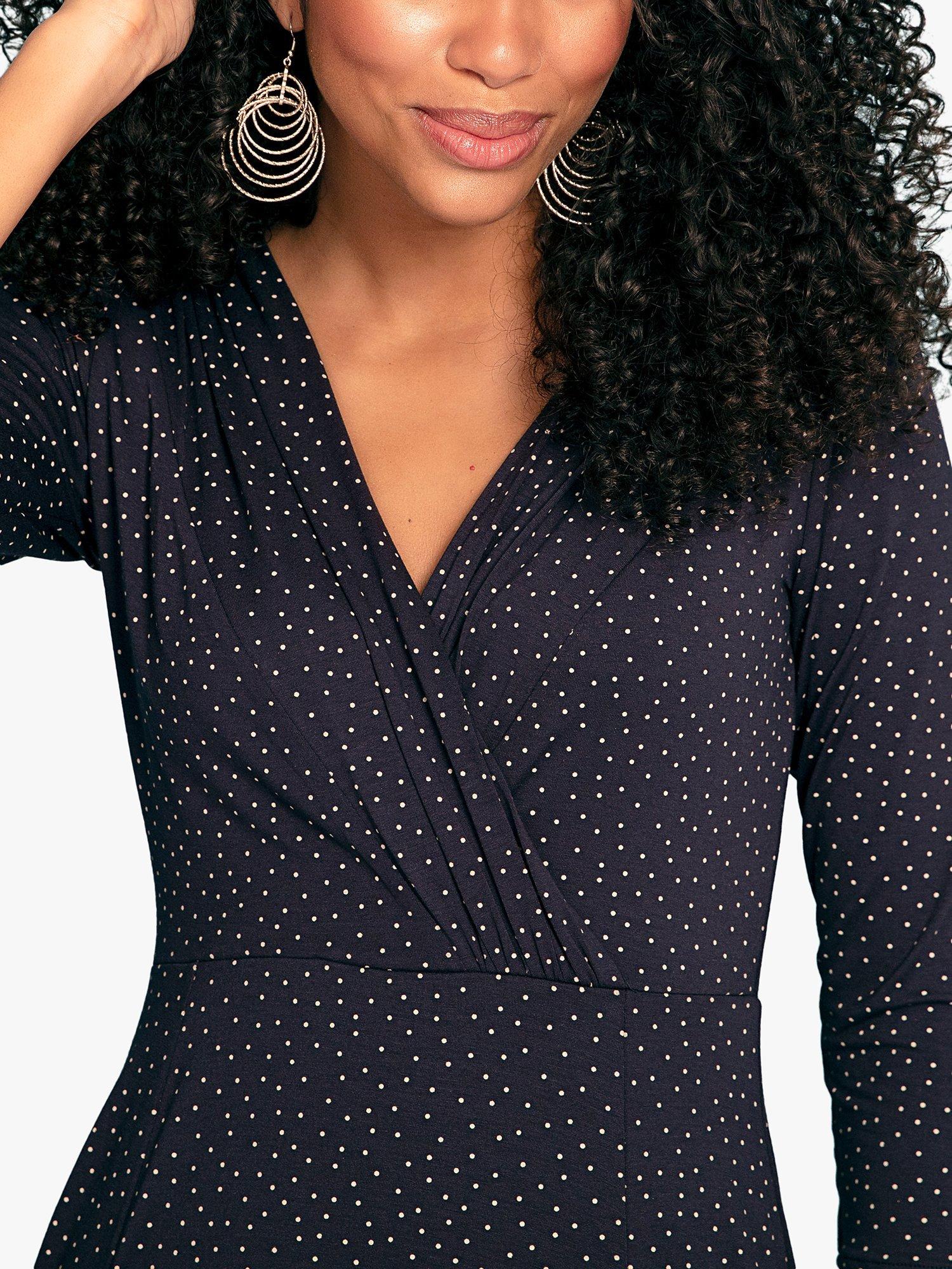 Product image 6 of 6, which shows Alie Street Annie Jersey Midi Dress, Navy Polka Dot, 20-22