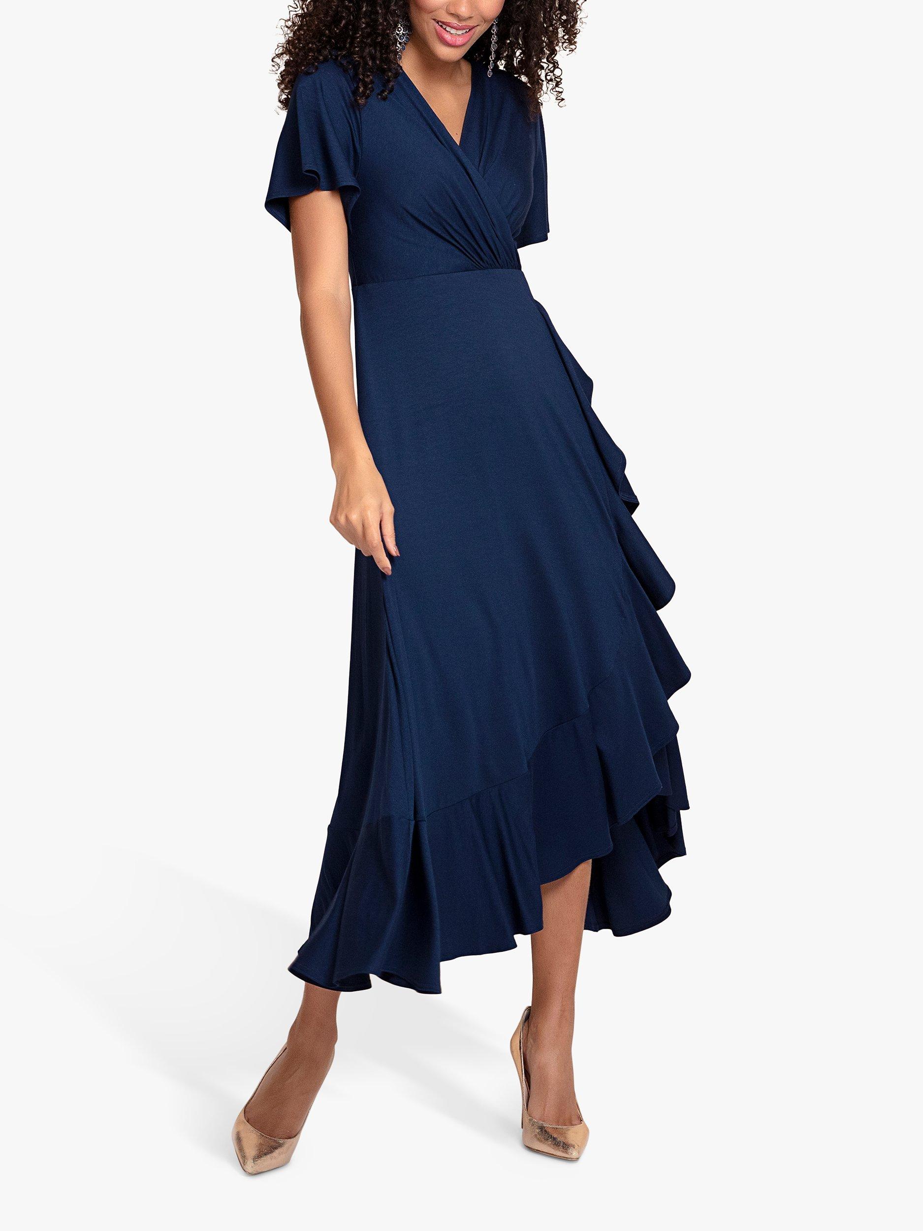 Product image 4 of 6, which shows Alie Street Waterfall Maxi Wrap Dress, Navy, 10-12