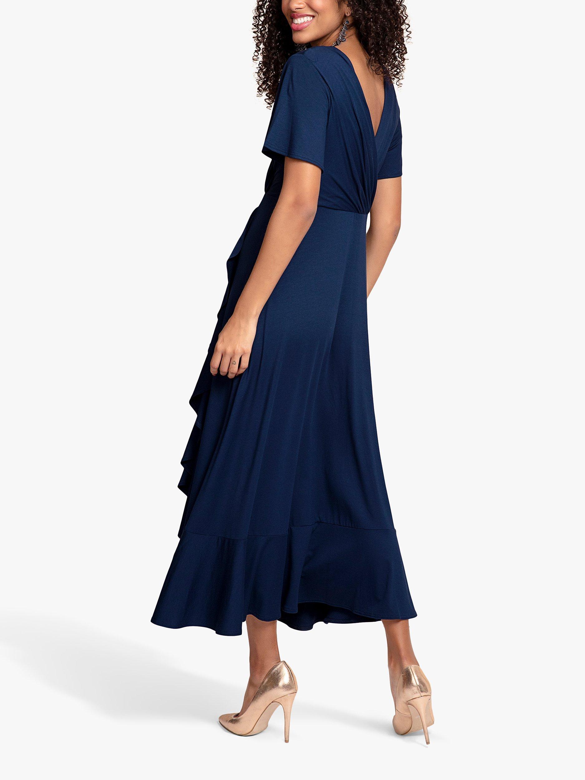Product image 5 of 6, which shows Alie Street Waterfall Maxi Wrap Dress, Navy, 10-12