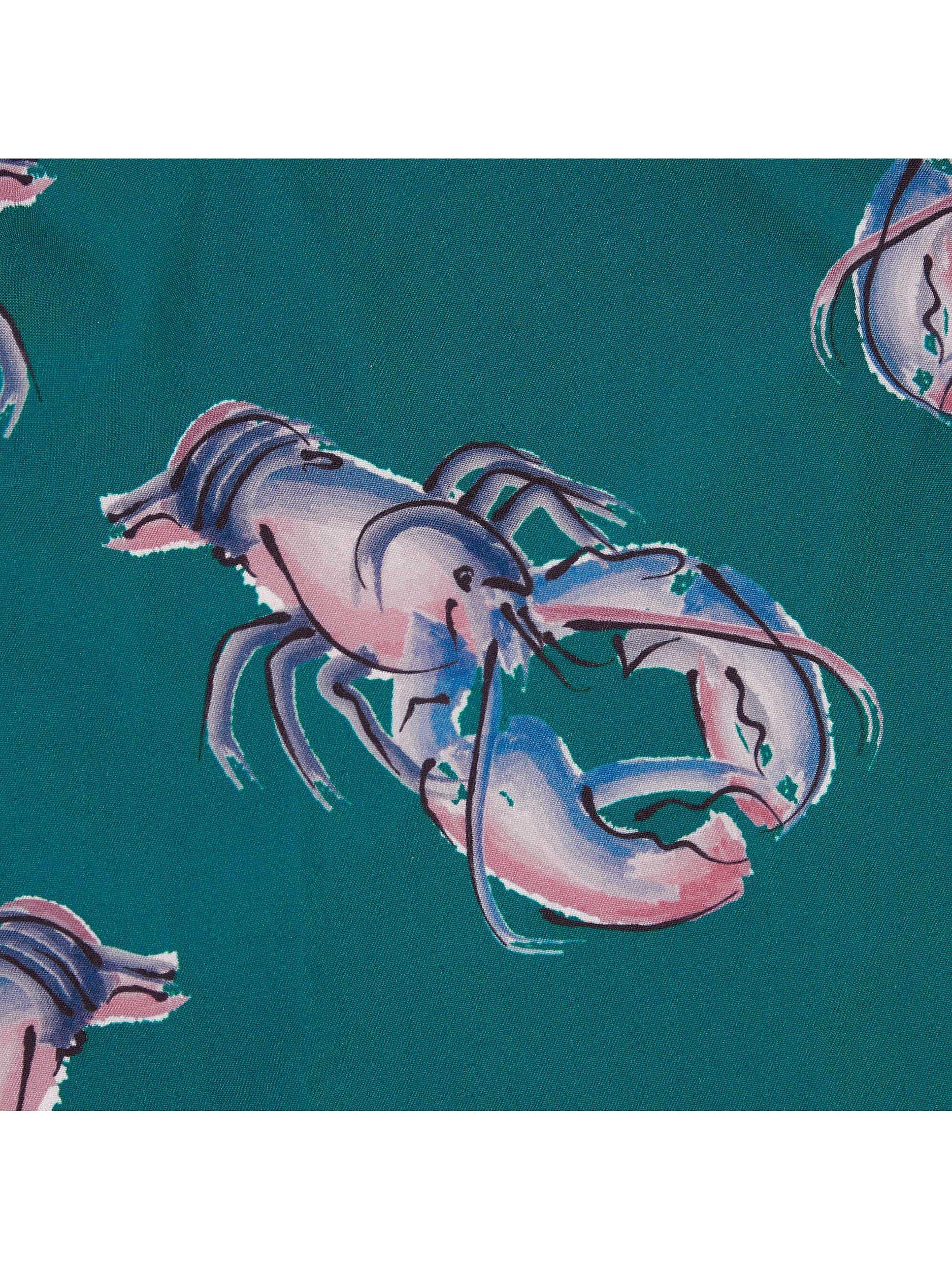 Product image 4 of 9, which shows Randy Cow Lobster Print Swim Shorts with Waterproof Pocket, Green, XXL