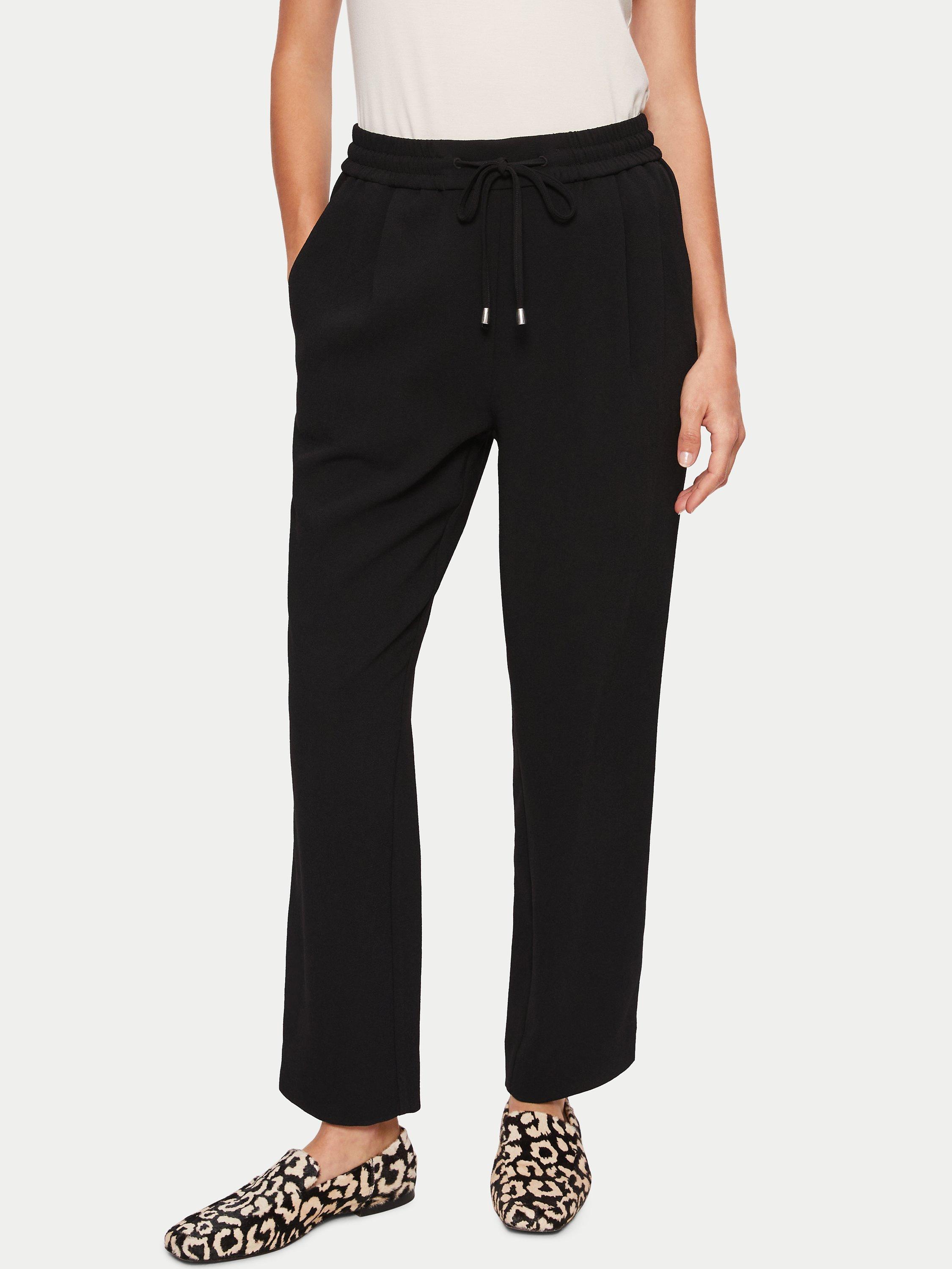 Jigsaw Tie Waist Woven Trousers, Black