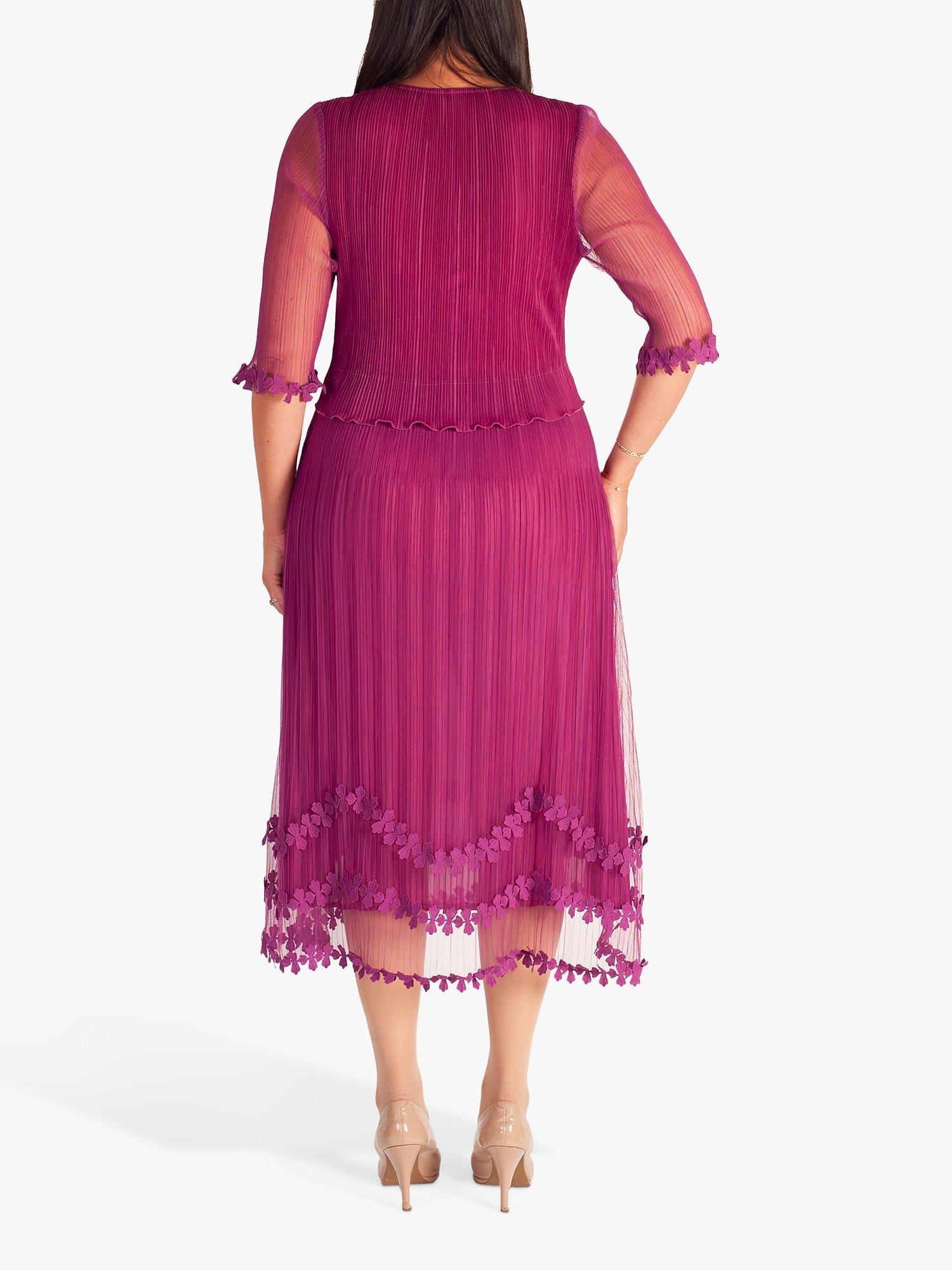 Product image 2 of 4, which shows chesca Mock Layer Daisy Chain Midi Dress, Peony, 12-14