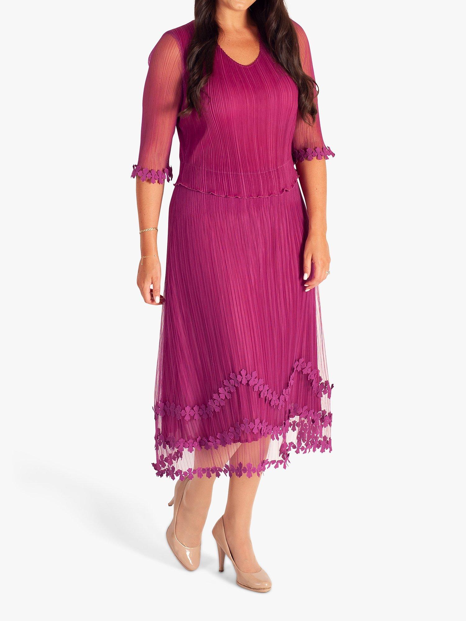 Product image 3 of 4, which shows chesca Mock Layer Daisy Chain Midi Dress, Peony, 12-14