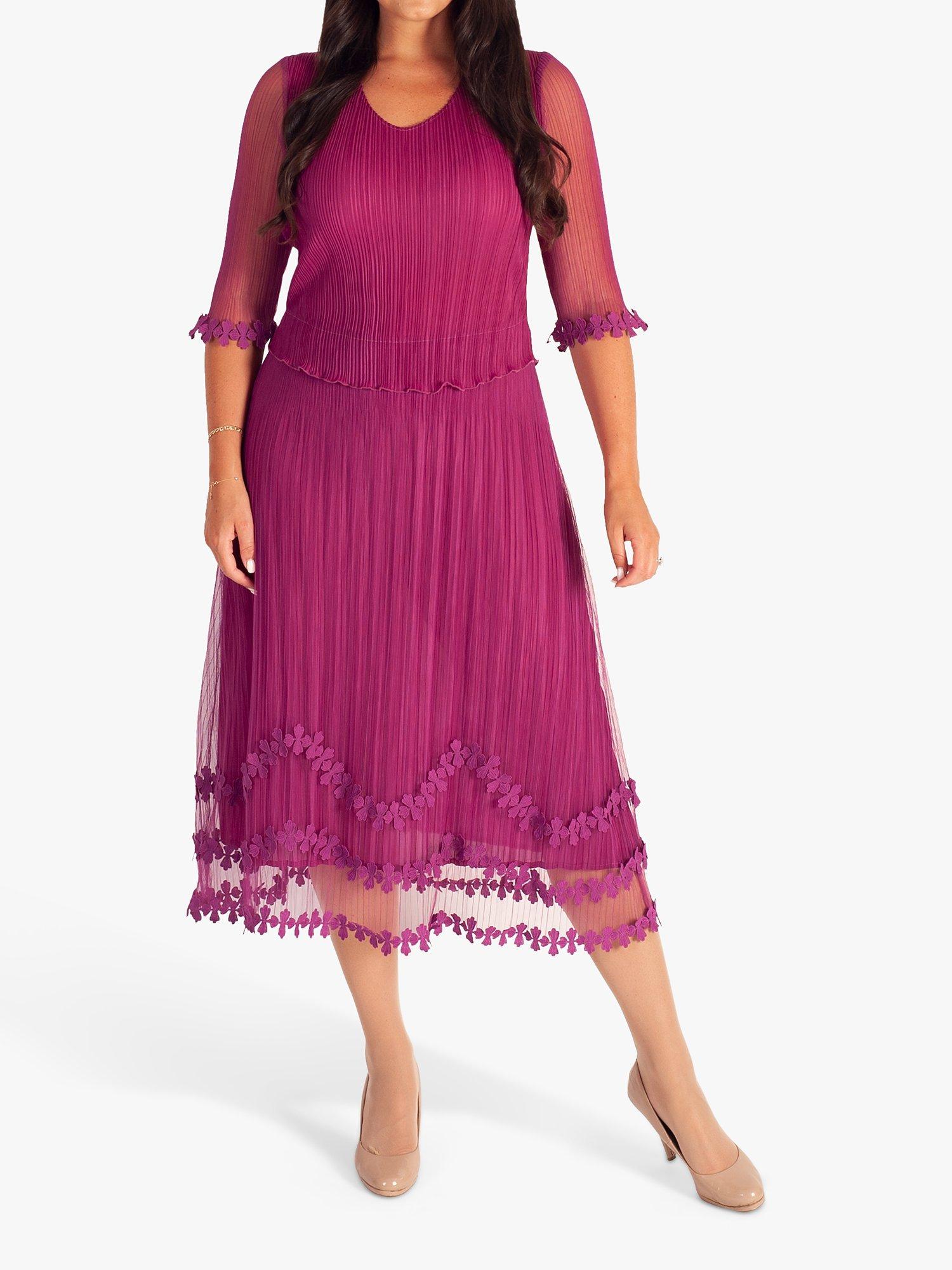 Product image 4 of 4, which shows chesca Mock Layer Daisy Chain Midi Dress, Peony, 12-14