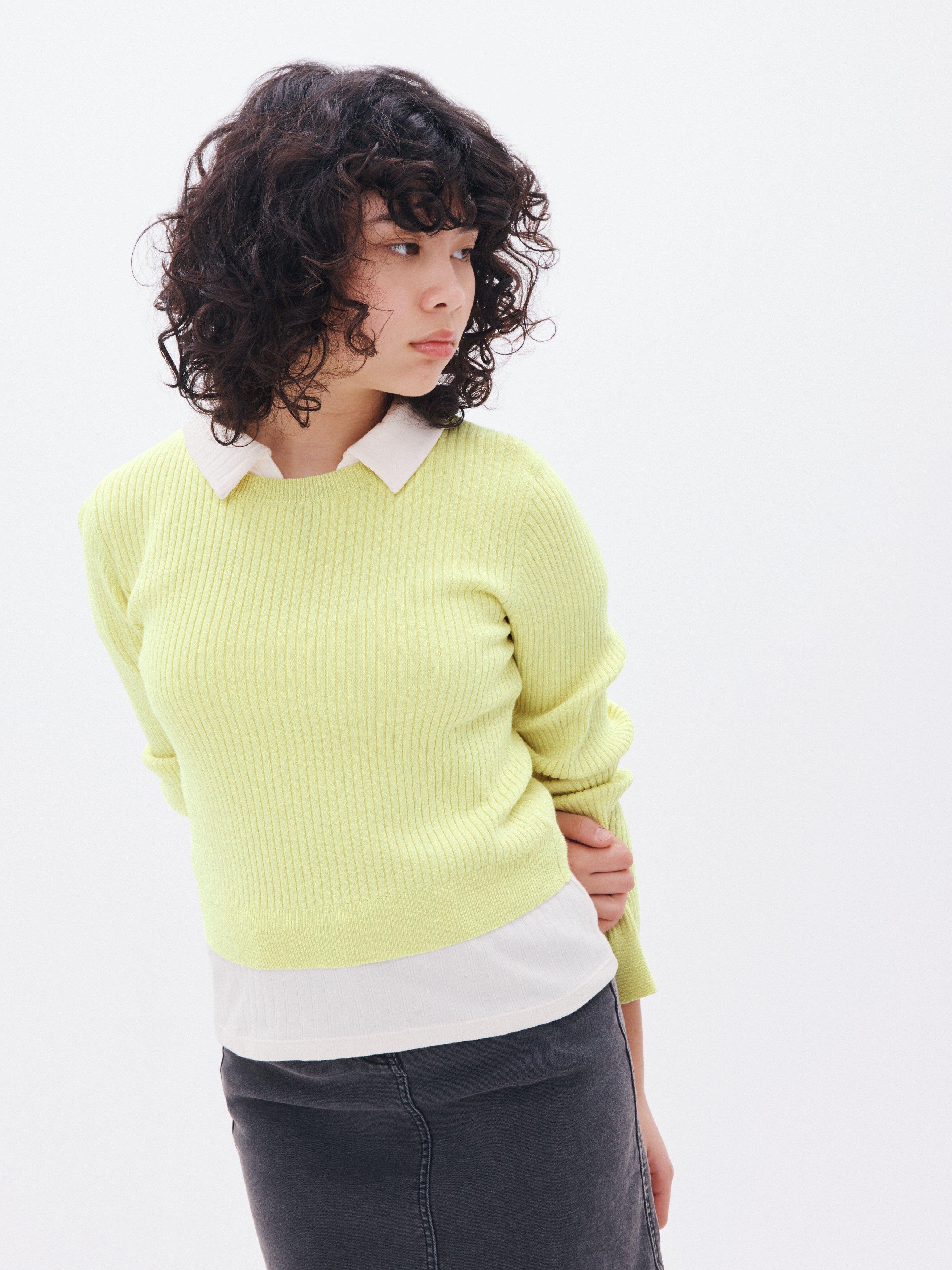 John Lewis Kids' Plain Ribbed Jumper, Lime