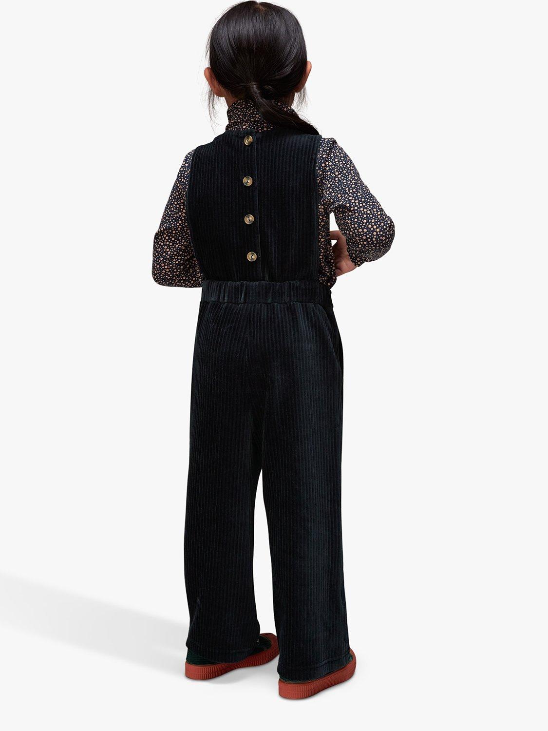 Product image 2 of 8, which shows Whistles Kids' Kitty Corduroy Dungarees, Navy, 3-4 years