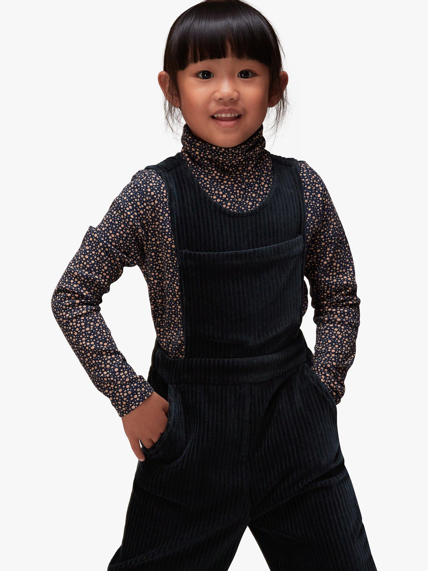 Product image 3 of 8, which shows Whistles Kids' Kitty Corduroy Dungarees, Navy, 3-4 years