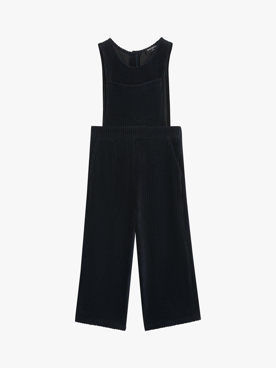 Product image 6 of 8, which shows Whistles Kids' Kitty Corduroy Dungarees, Navy, 3-4 years