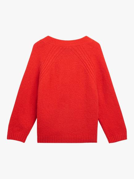 Whistles Kids' Textured Wool Blend Cardigan - view 2, Red