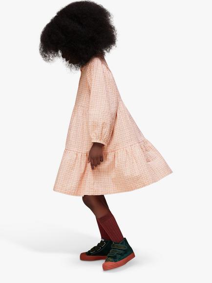 Whistles Kids' Nora Check Tiered Dress, Pale Pink/Multi - view 2, Pale Pink/Multi