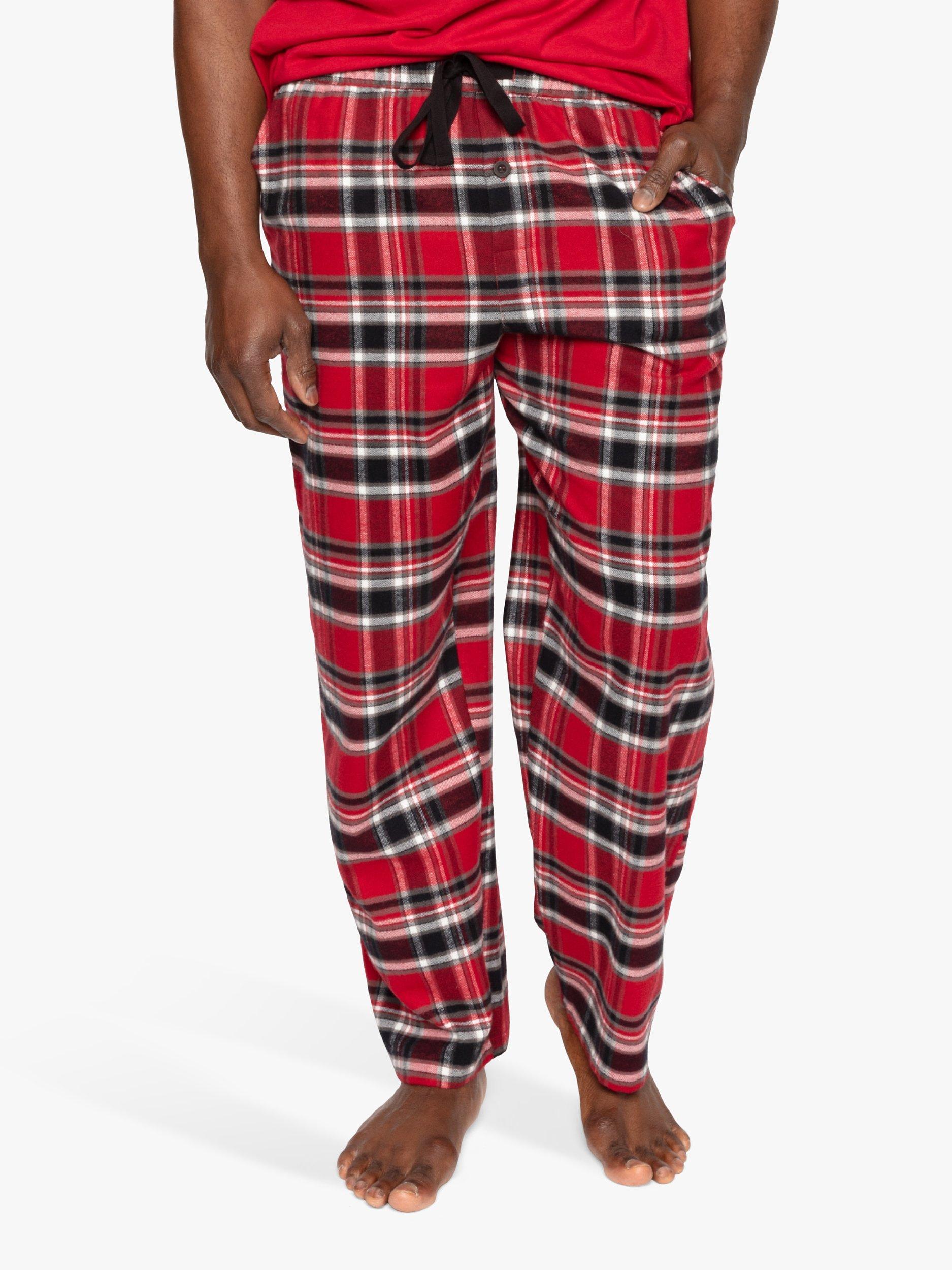 Product image 1 of 4, which shows Cyberjammies Windsor Check Cotton Pyjama Bottoms, Red Mix, S