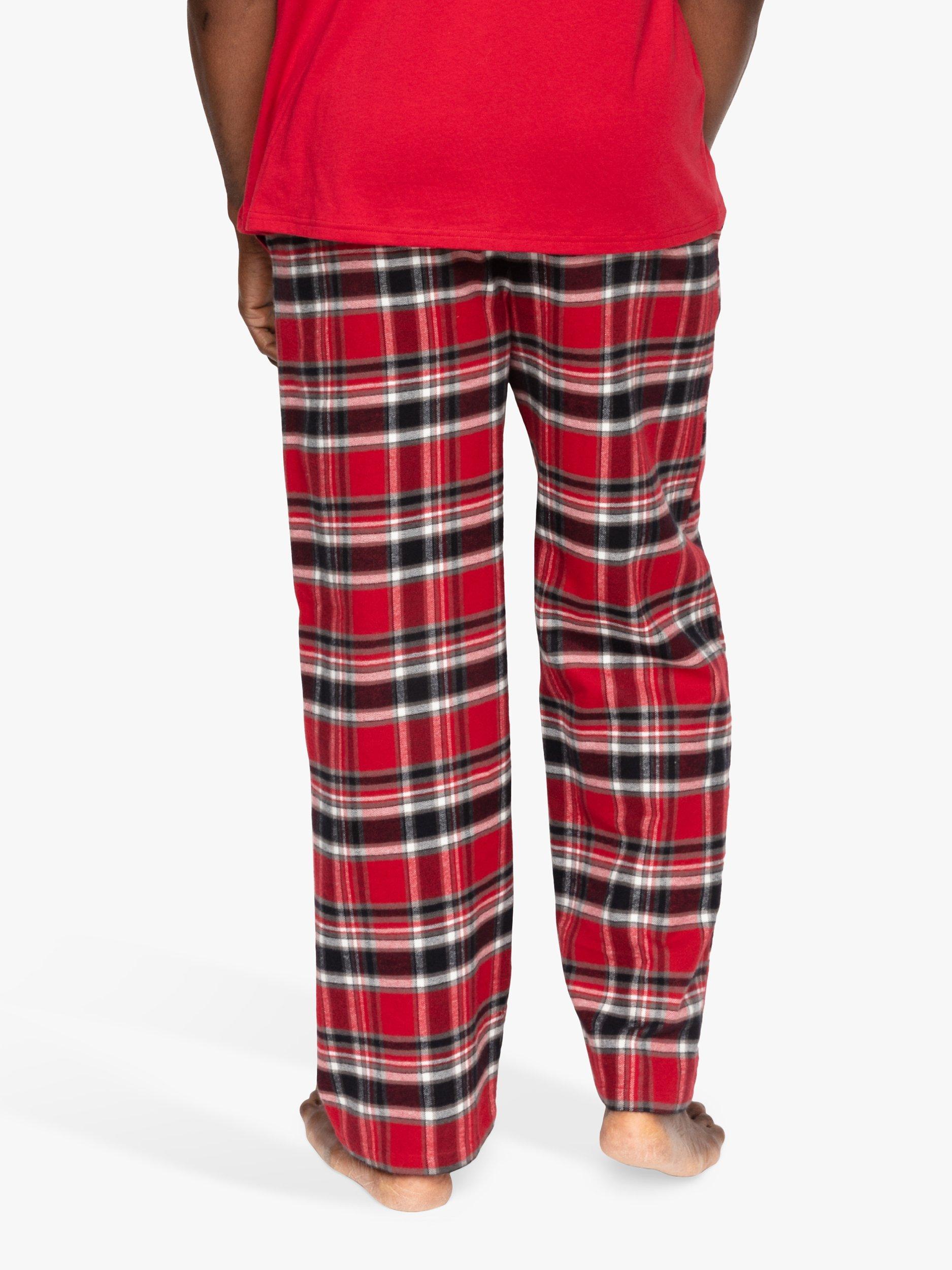 Product image 2 of 4, which shows Cyberjammies Windsor Check Cotton Pyjama Bottoms, Red Mix, S