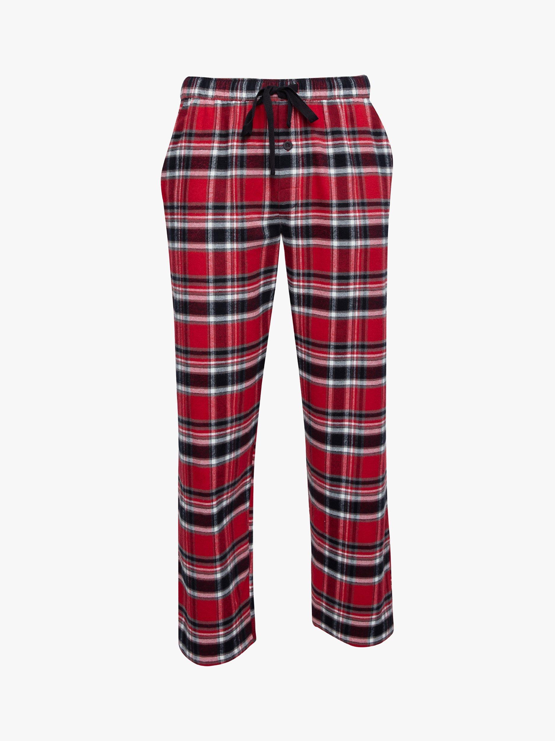 Product image 3 of 4, which shows Cyberjammies Windsor Check Cotton Pyjama Bottoms, Red Mix, S