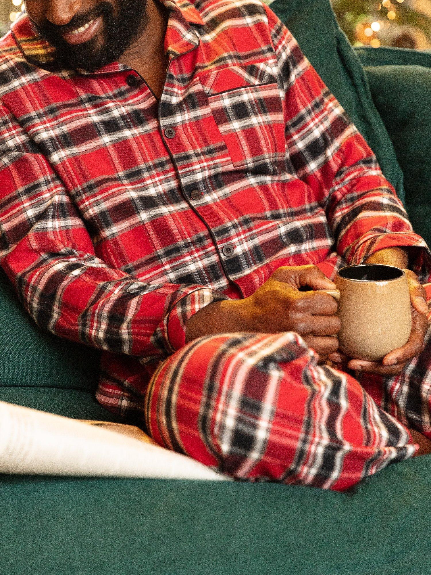 Product image 4 of 4, which shows Cyberjammies Windsor Check Cotton Pyjama Bottoms, Red Mix, S