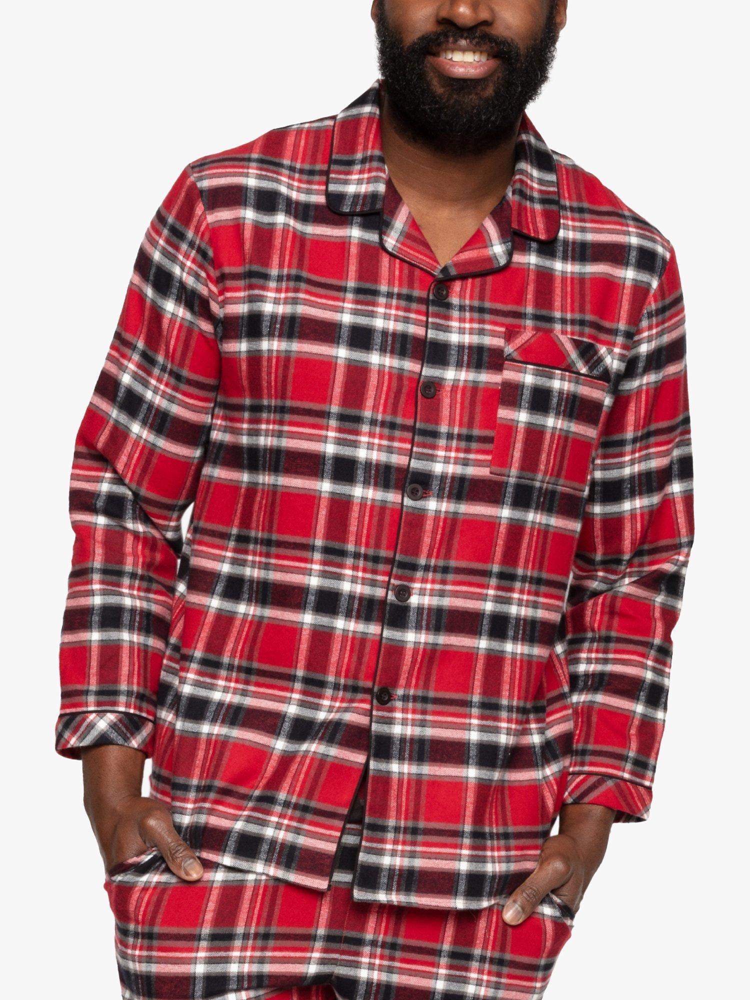 Cyberjammies Windsor Check Cotton Long Sleeved Pyjama Top, Red Mix, XL