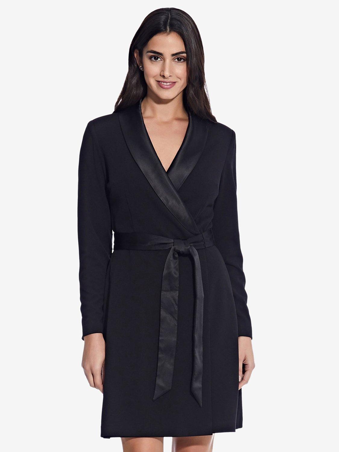 Adrianna Papell Crepe Tuxedo A Line Dress Black