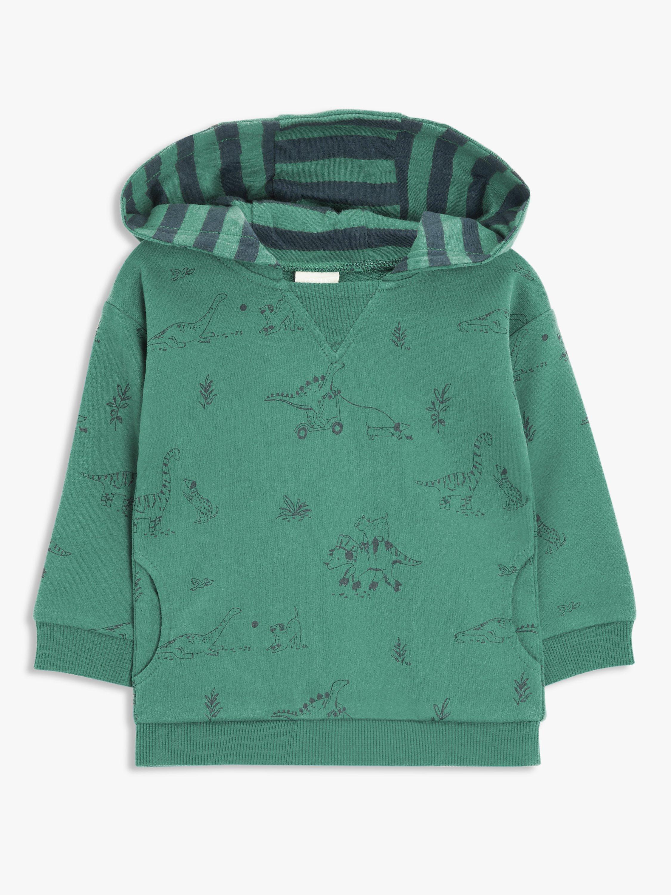 John Lewis Baby Dino Hoodie, Green