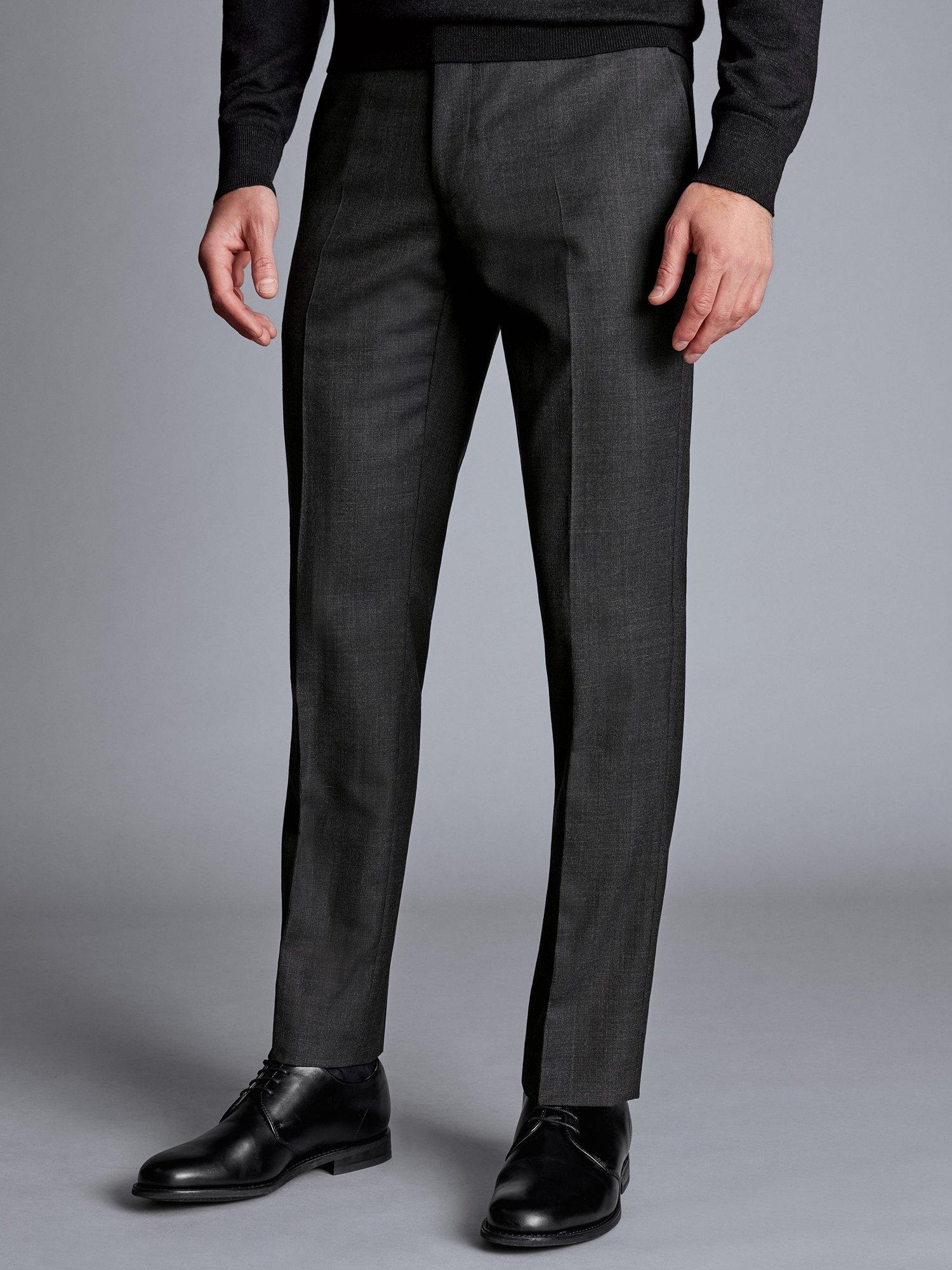 Product image 1 of 7, which shows Charles Tyrwhitt SF Ultimate Performance End-on-End Suit Trousers, Charcoal Grey, 38L