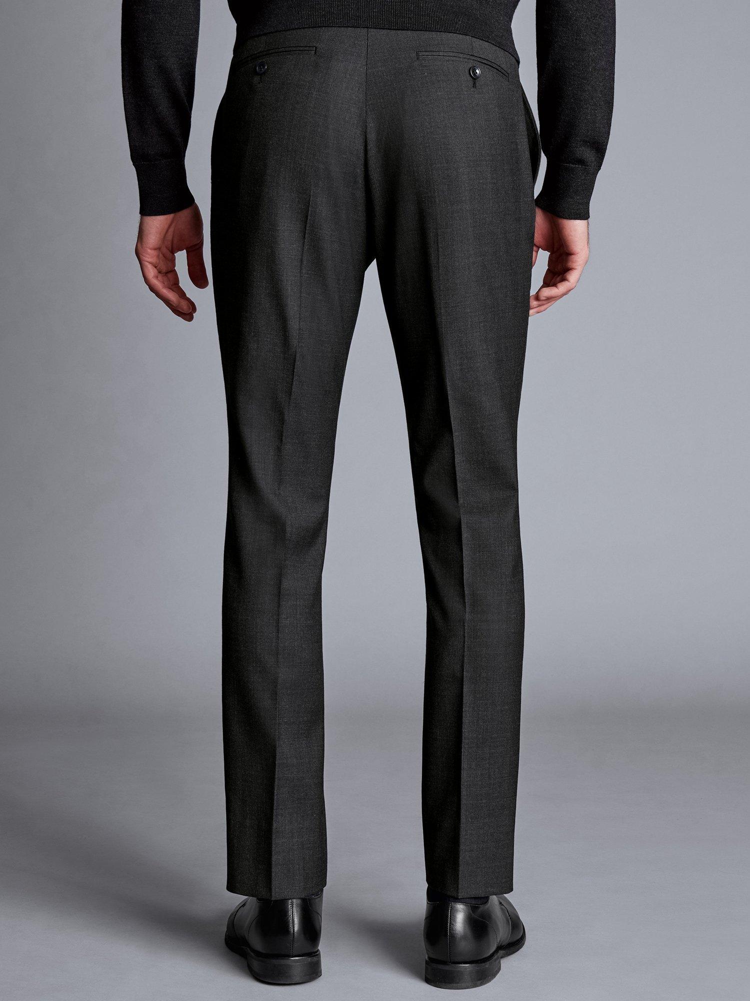 Product image 7 of 7, which shows Charles Tyrwhitt SF Ultimate Performance End-on-End Suit Trousers, Charcoal Grey, 38L