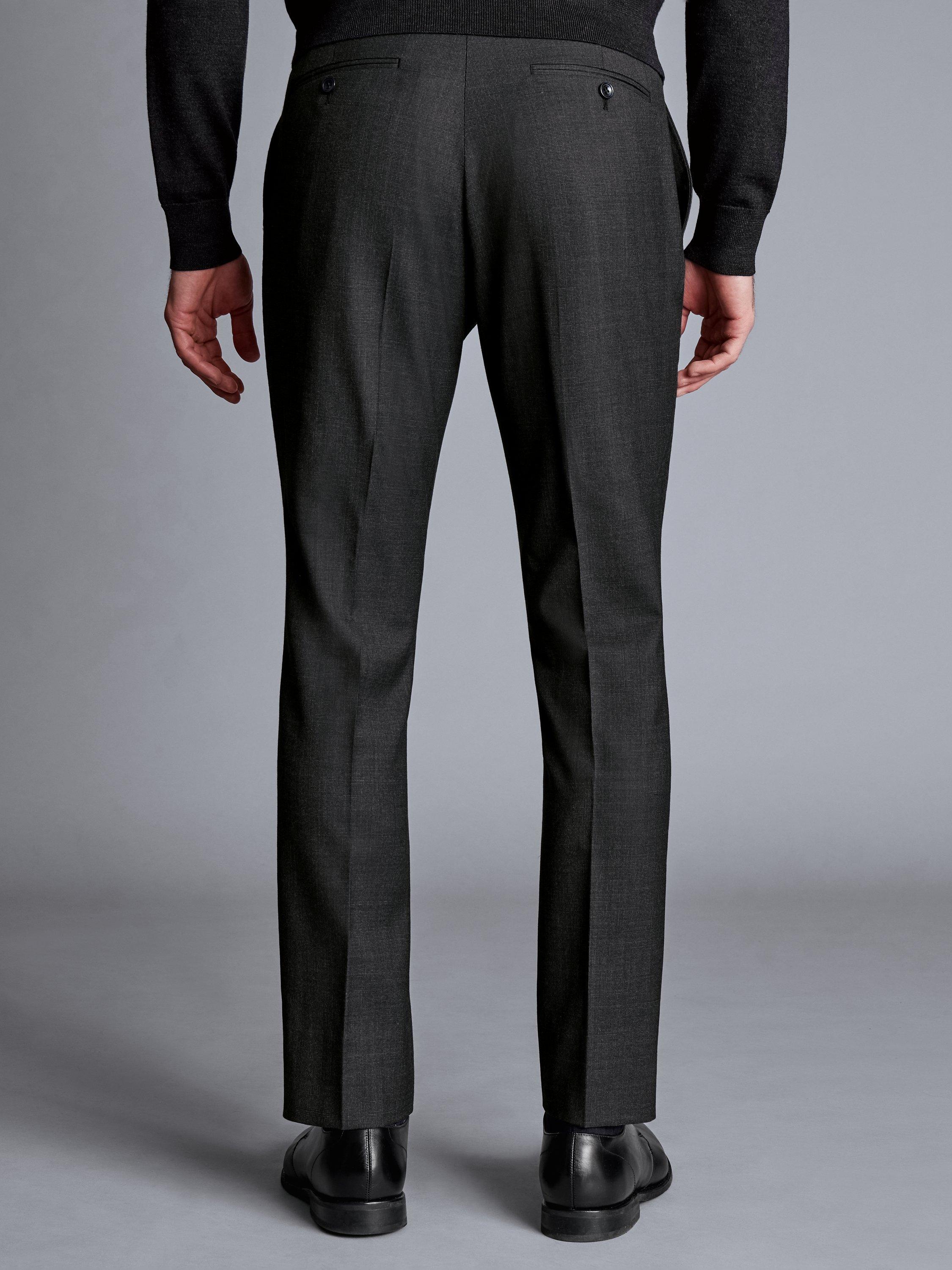 Product image 5 of 7, which shows Charles Tyrwhitt SF Ultimate Performance End-on-End Suit Trousers, Charcoal Grey, 38L