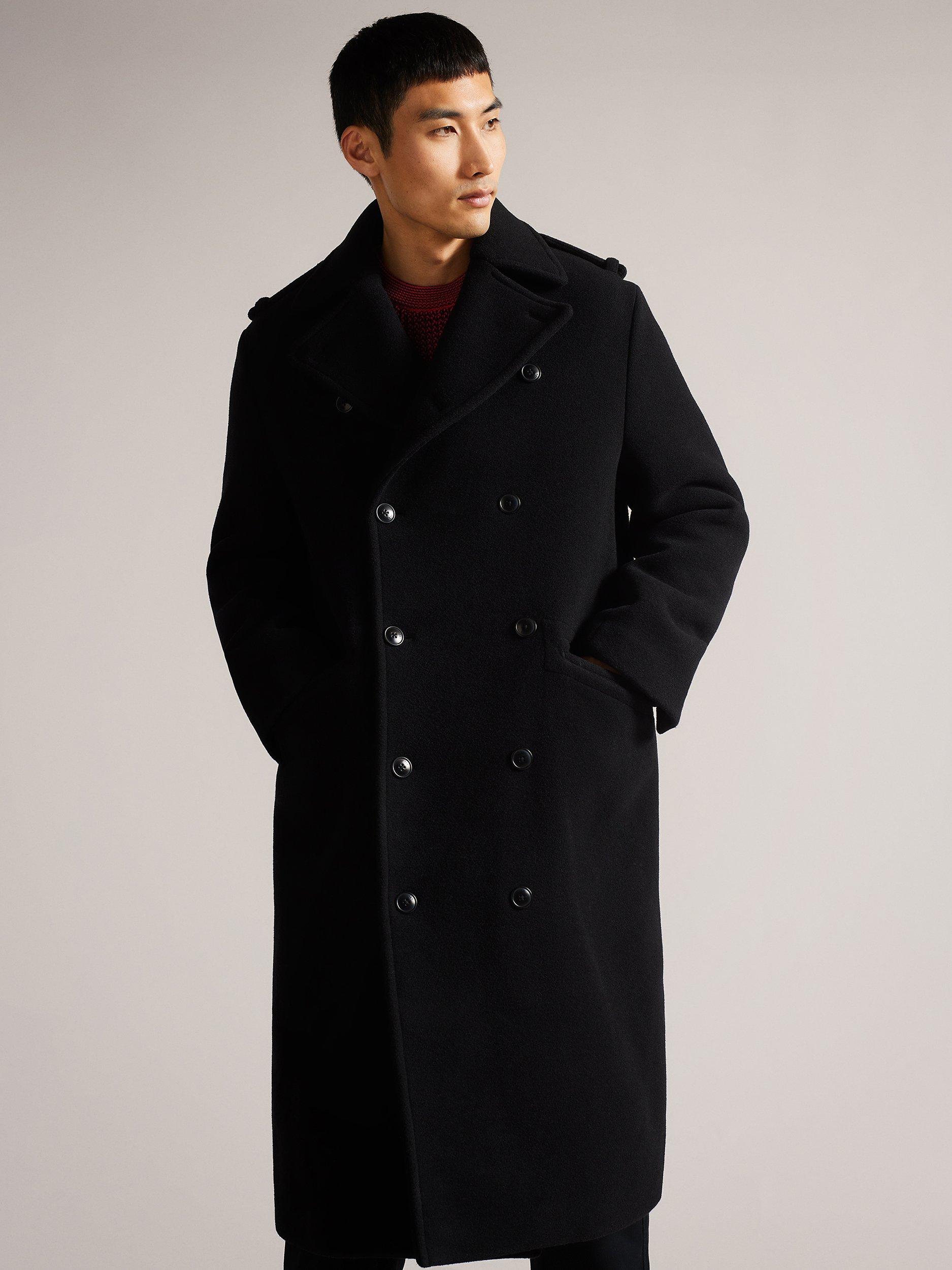 Ted Baker Ockley Military Overcoat, Black, L