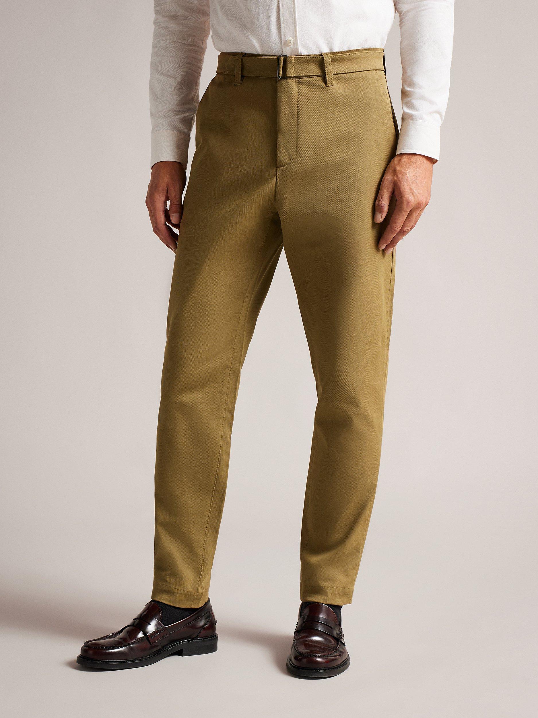 Ted Baker Quarts Belted Straight Leg Trousers, Tan, 34L